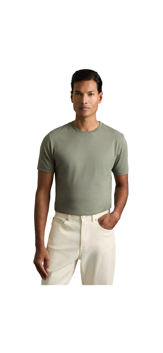 REISS BLESS COTTON CREW NECK T-SHIRT DARK SAGE