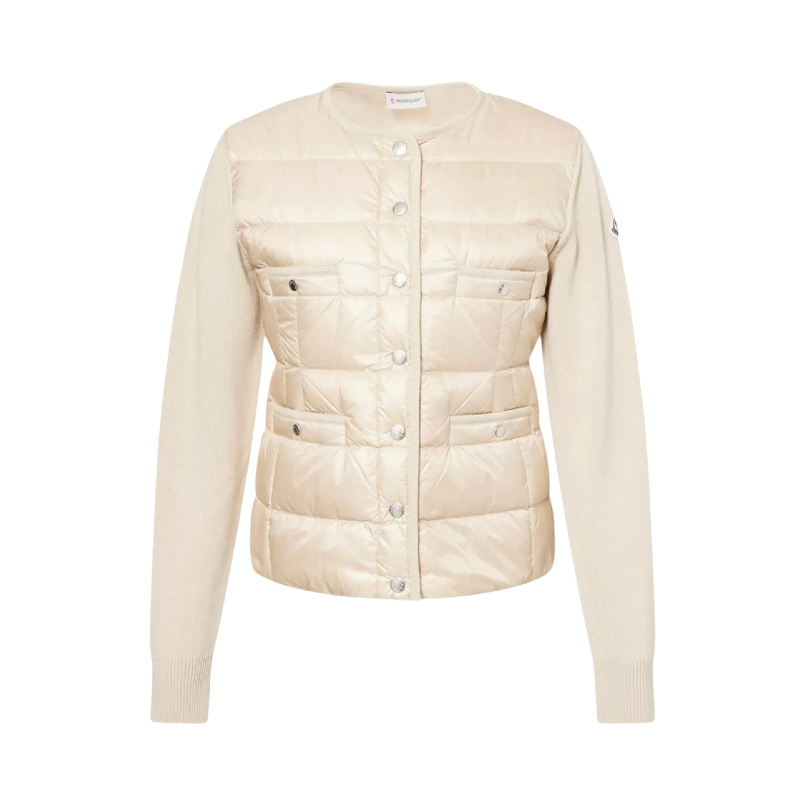 MONCLER CONTRAST-SHELL PADDED WOOL CARDIGAN