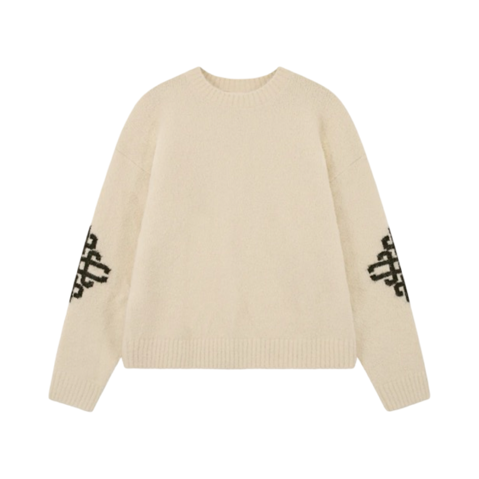 THE COUTURE CLUB BRUSHED SLEEVE KNITTED CREW OFF WHITE
