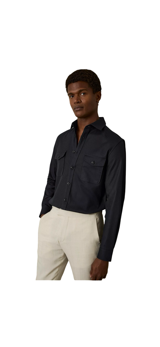 REISS COTTON TWILL TWIN POCKET OVERSHIRT NAVY