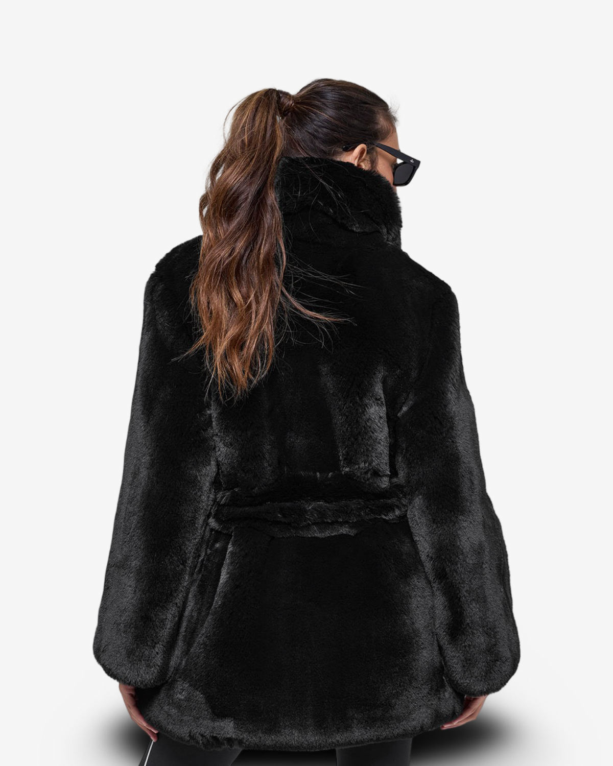 ALO FAUX FUR STARSTRUCK COAT IN BLACK