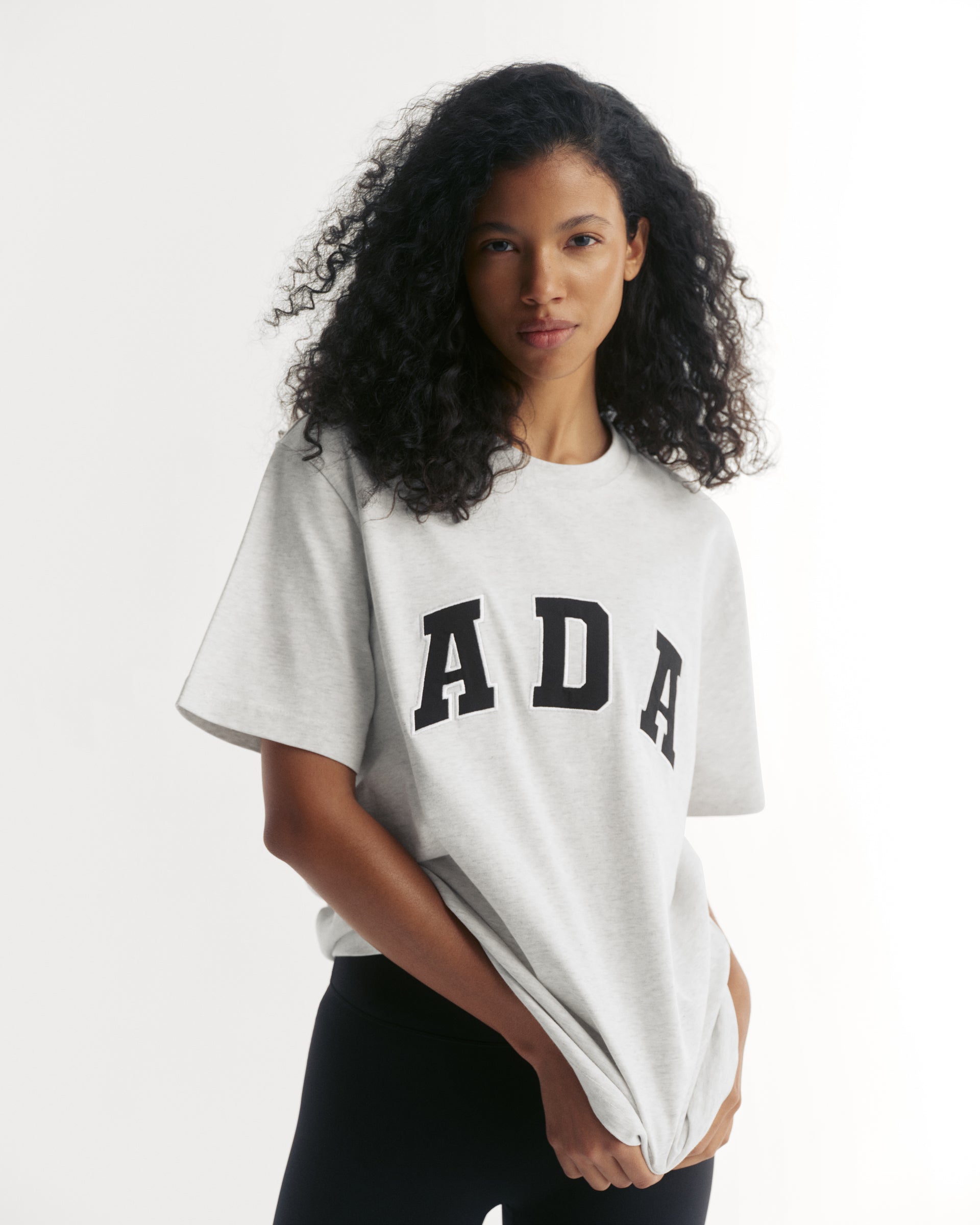 Ada Short Sleeve Oversized T-Shirt - Light Grey Melange