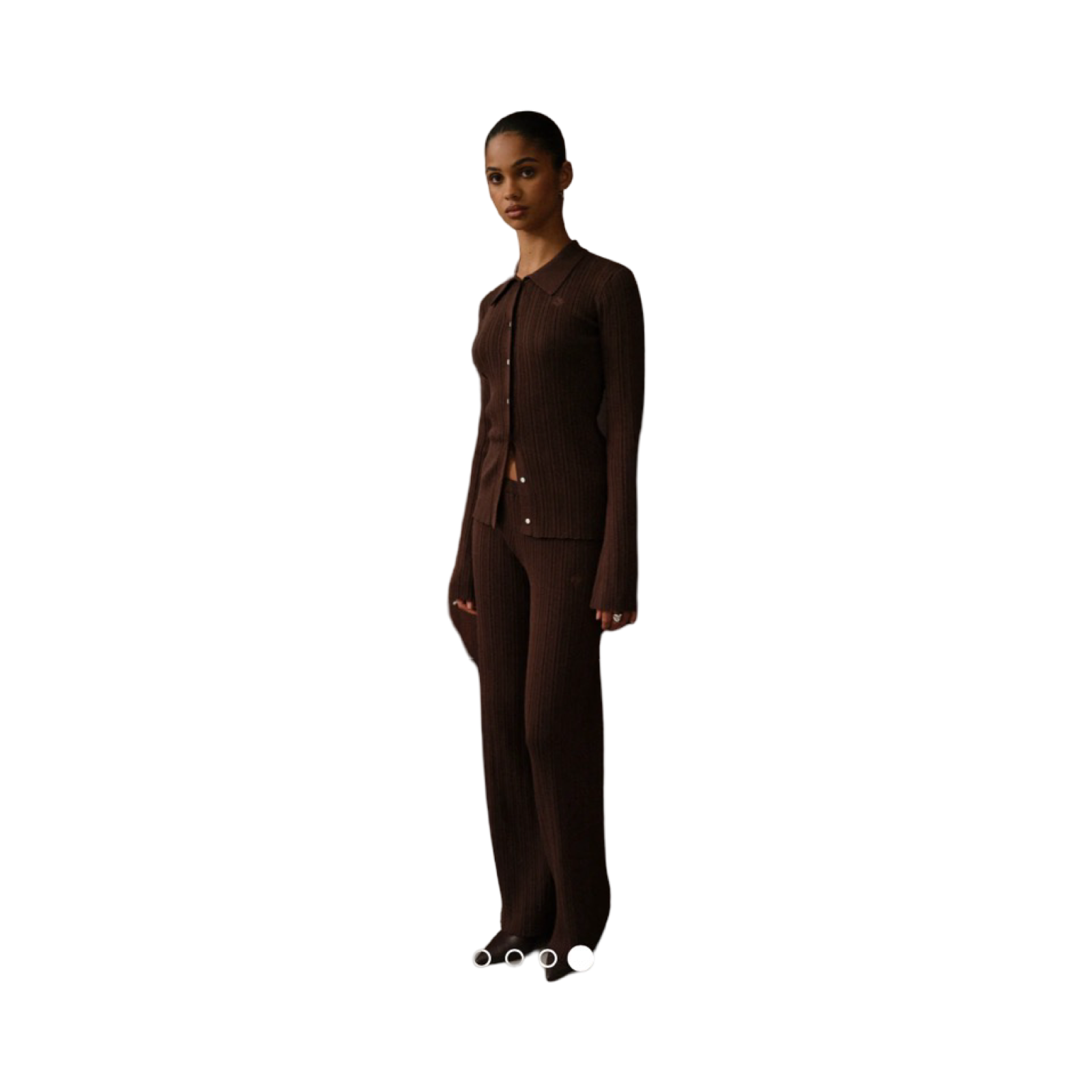 THE COUTURE CLUB RIBBED KNITTED TROUSERS CHOCOLATE