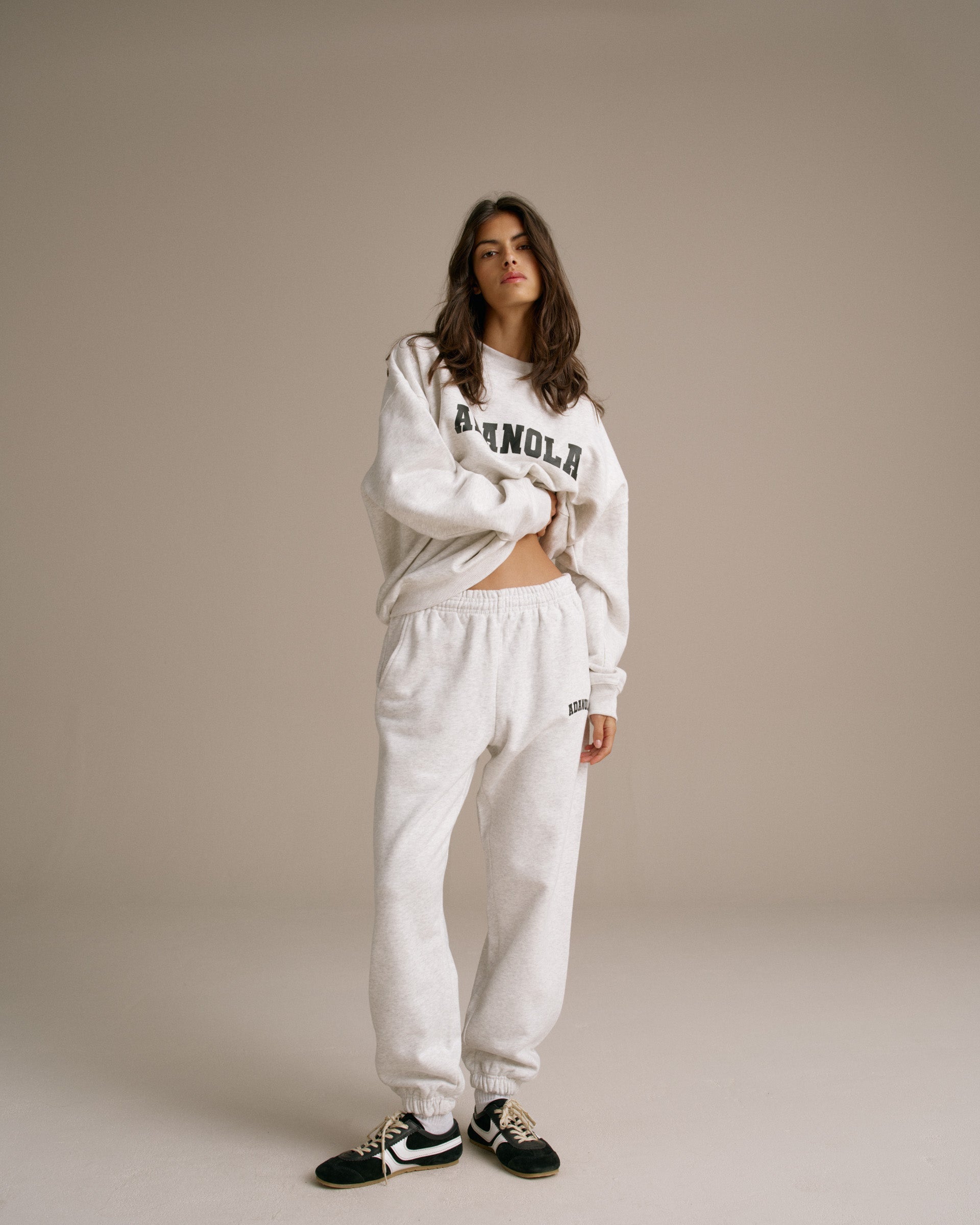 Adanola Varsity Oversized Sweatshirt - Light Grey Melange/Black