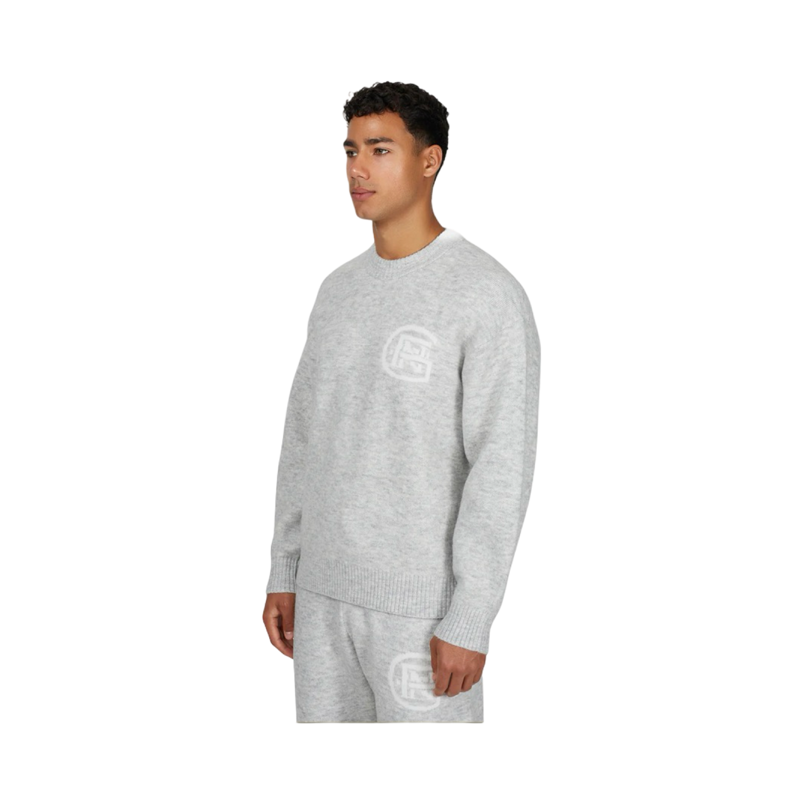 GFN MONOGRAM FLUFFY KNIT GREY MARL JUMPER