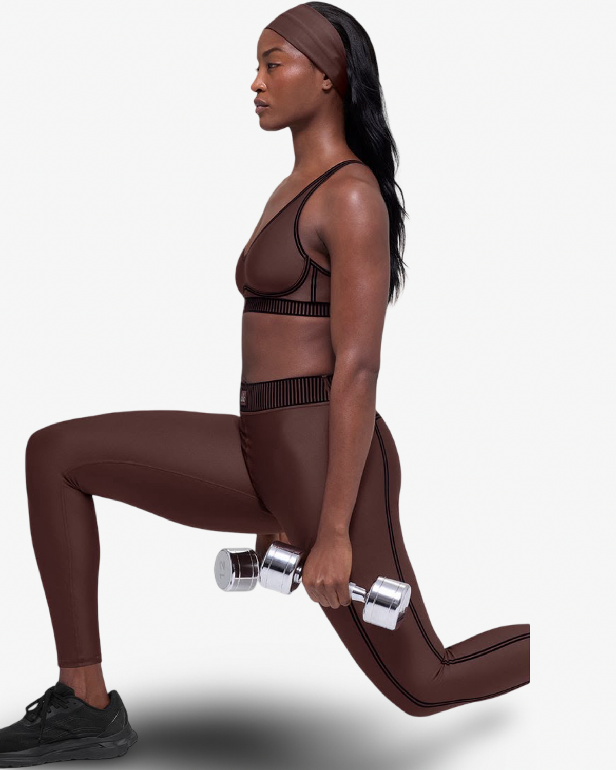 ALO AIRLIFT HIGH WAIST LEGGINGS & BRA SET IN ESPRESSO