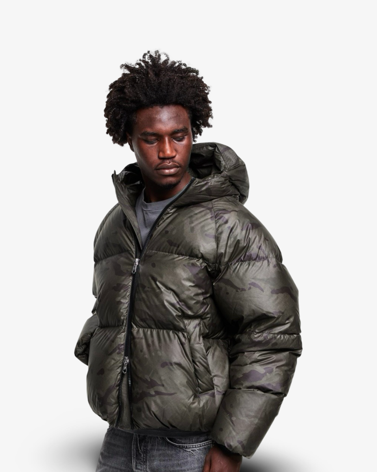COLE BUXTON STEALTH HOODED DOWN JACKET - BLACK