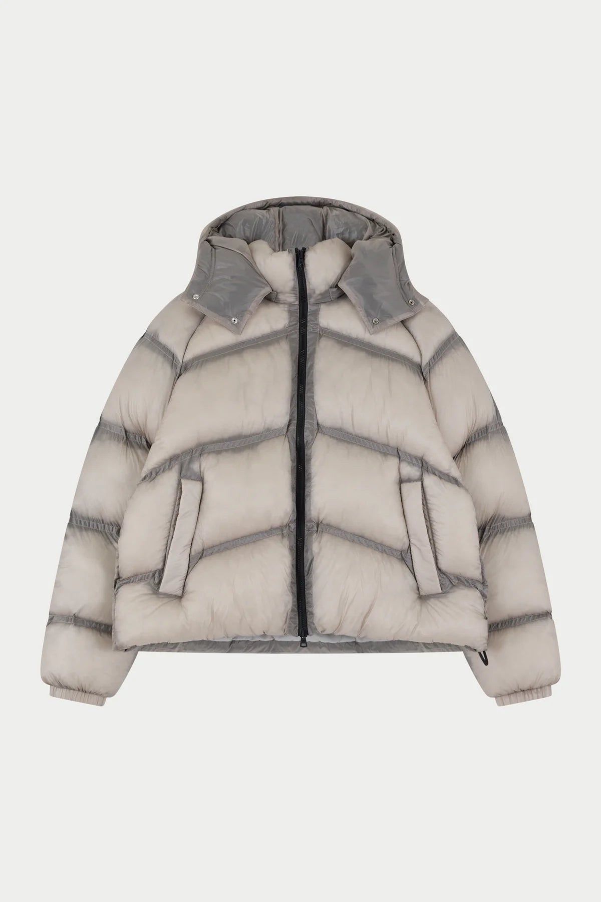 THE COUTURE CLUB TRANSLUCENT HOODED PUFFER -  GREY
