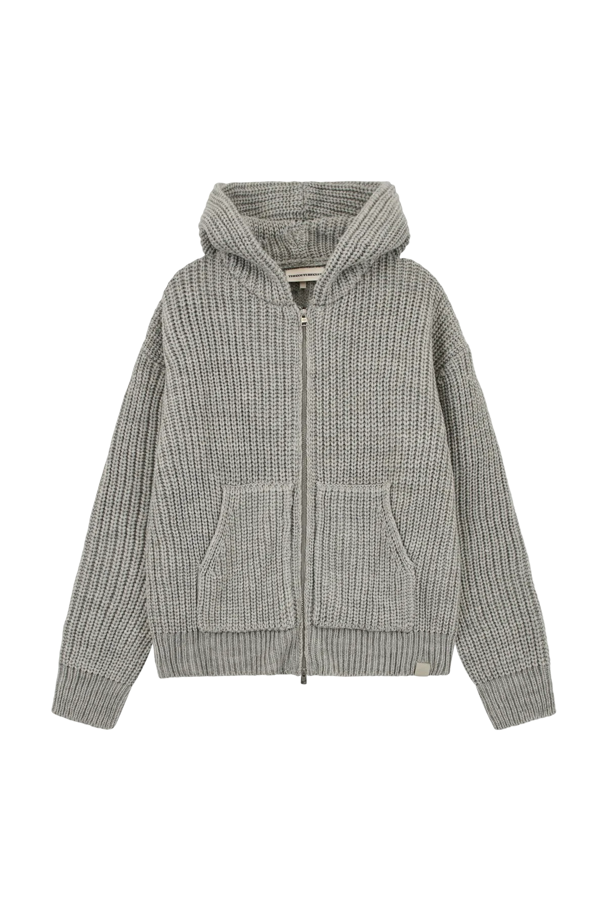 THE COUTURE CLUB RIB KNITTED ZIP THROUGH HOODIE