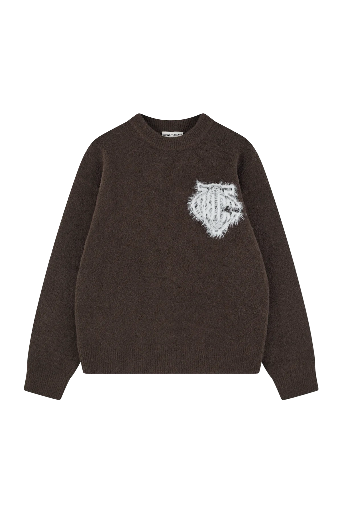 THE COUTURE CLUB MONOGRAM FLUFFY KNIT CREWNECK