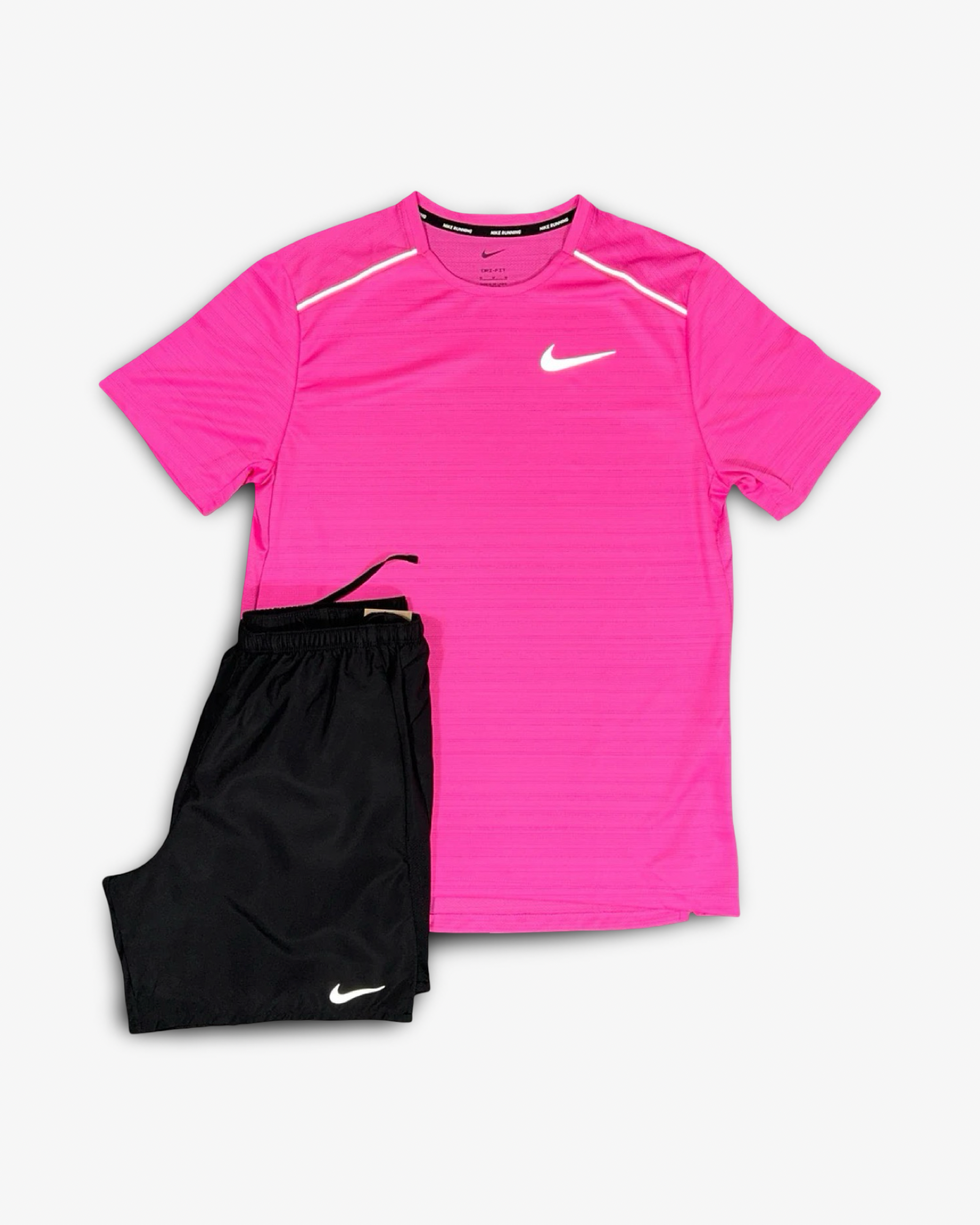 NIKE MILER T-SHIRT/SHORT SET - HOT PINK