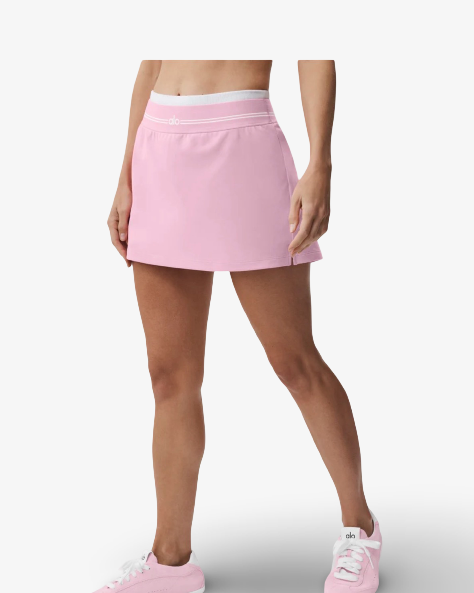 ALO AIRBRUSH BETTER TOGETHER TENIS SKIRT MARSHMALLOW PINK