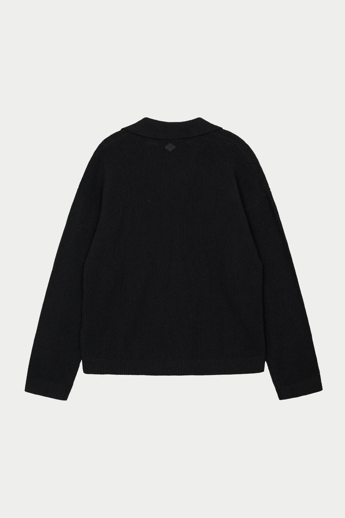 THE COUTURE CLUB CROCHET KNITTED EMBLEM POCKET SHIRT - BLACK