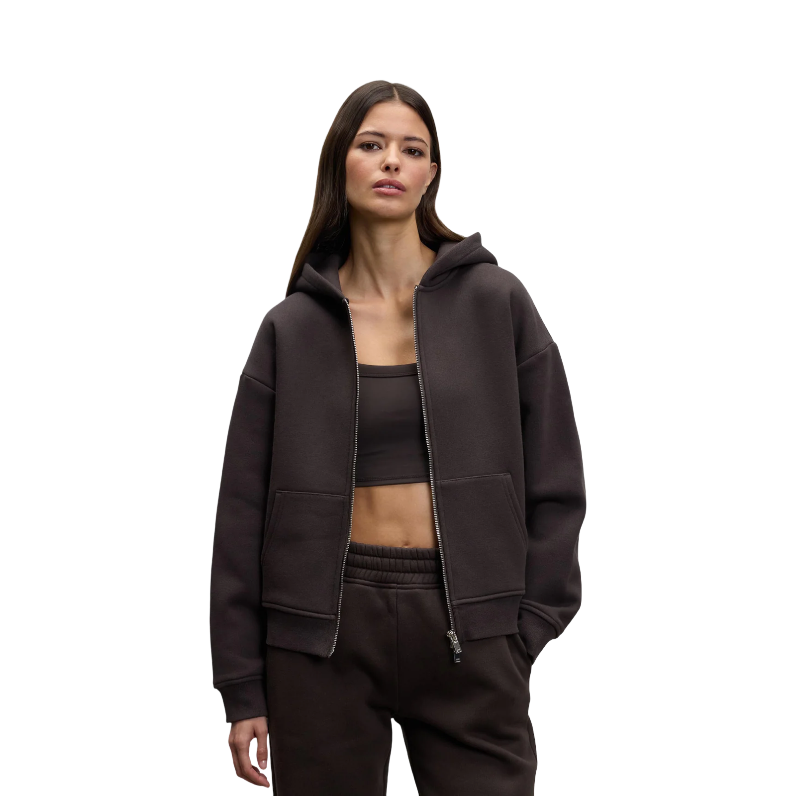 ARNE RELAXED ZIP HOODIE BROWN