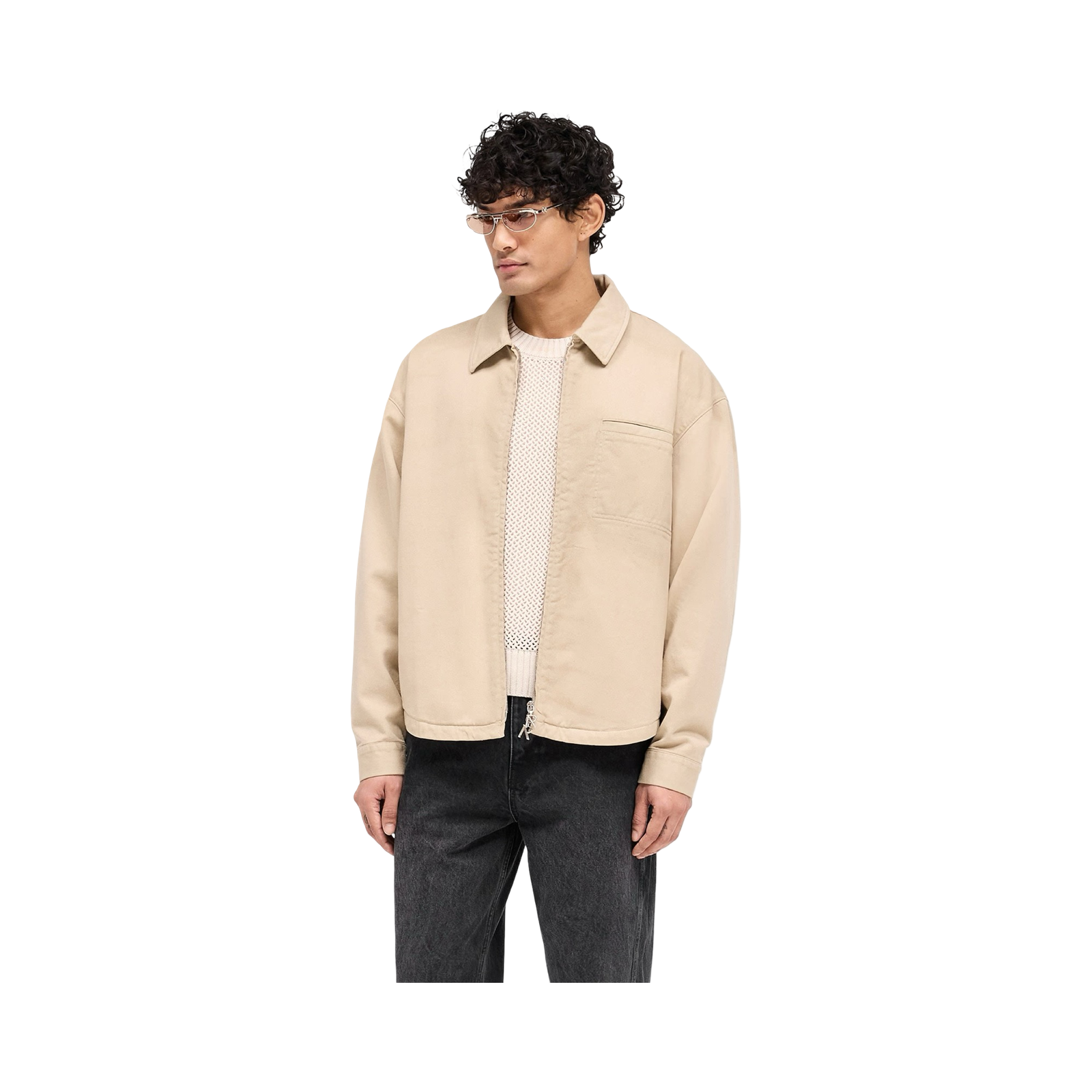 REPRESENT COTTON ZIP THROUGH SHIRT BEIGE