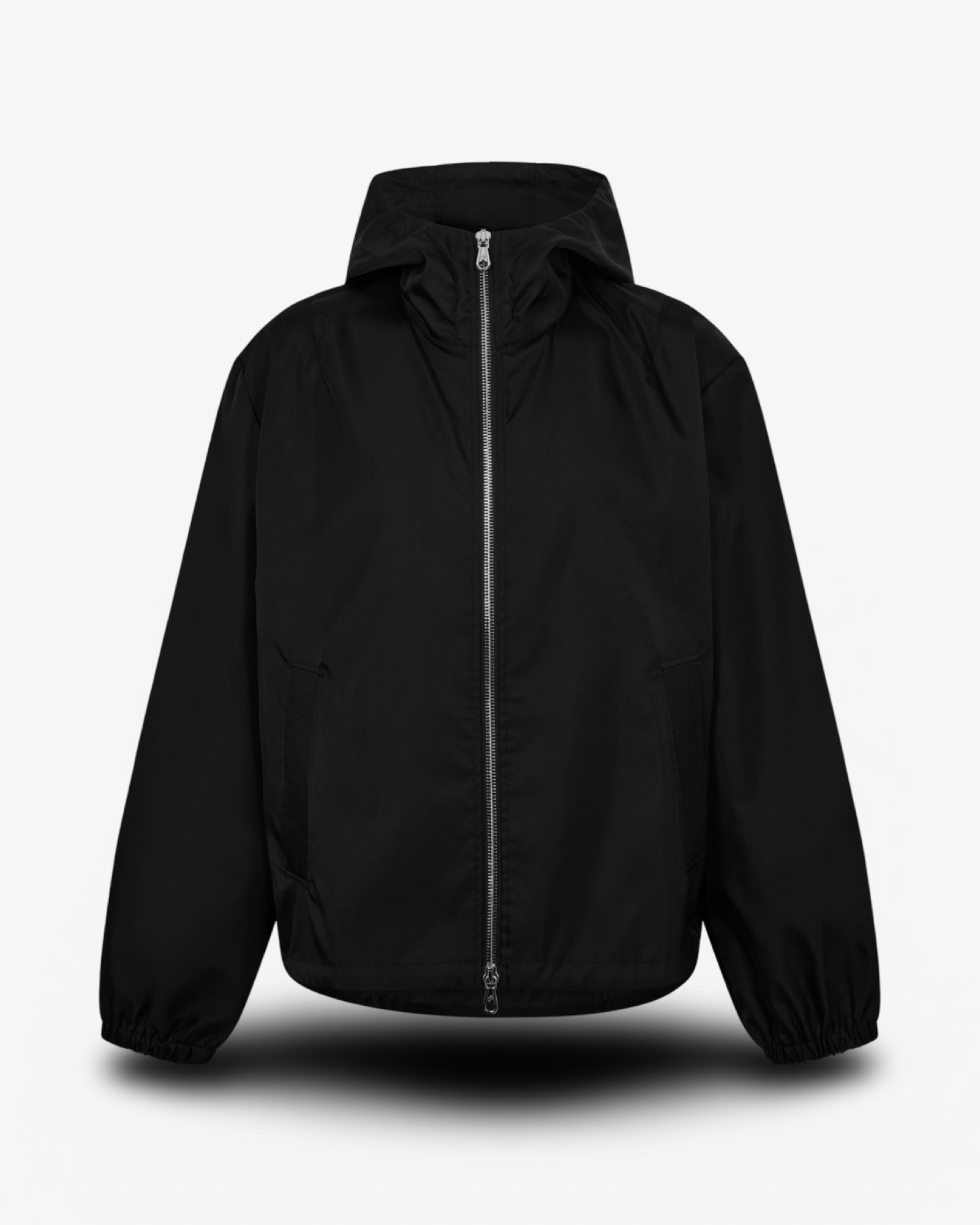 COLE BUXTON HOODED NYLON WINDBREAKER - BLACK