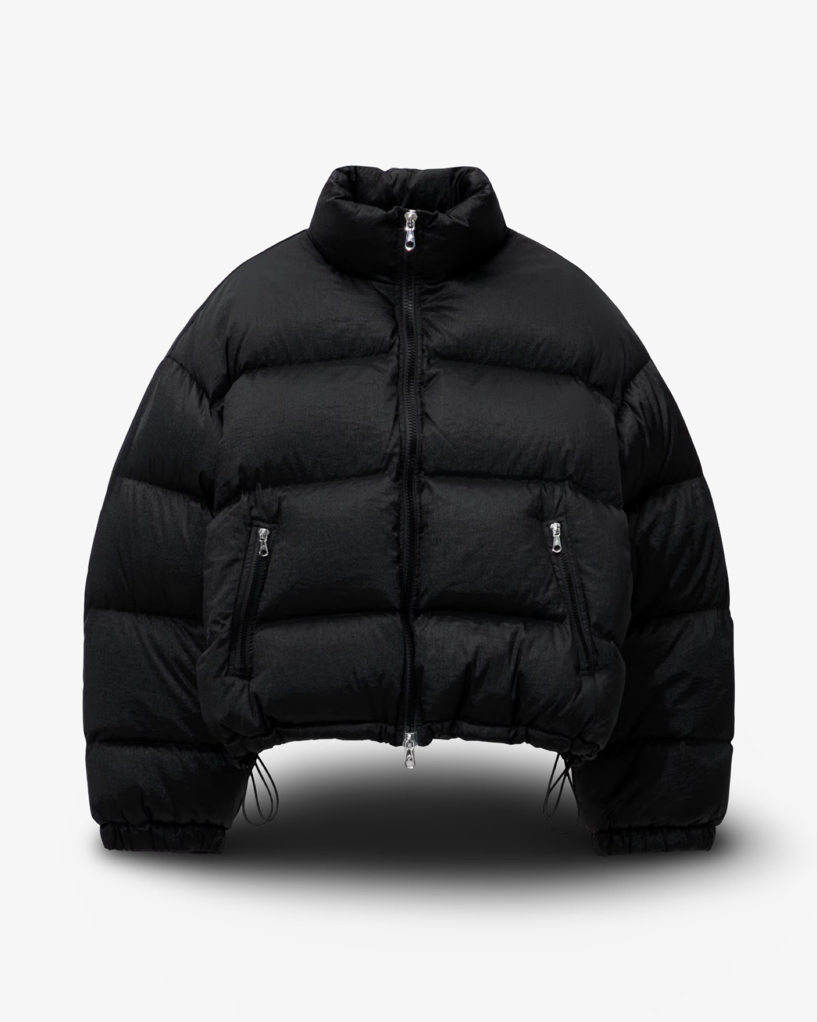 COLE BUXTON CROPPED NYLON PUFFER COAT - BLACK
