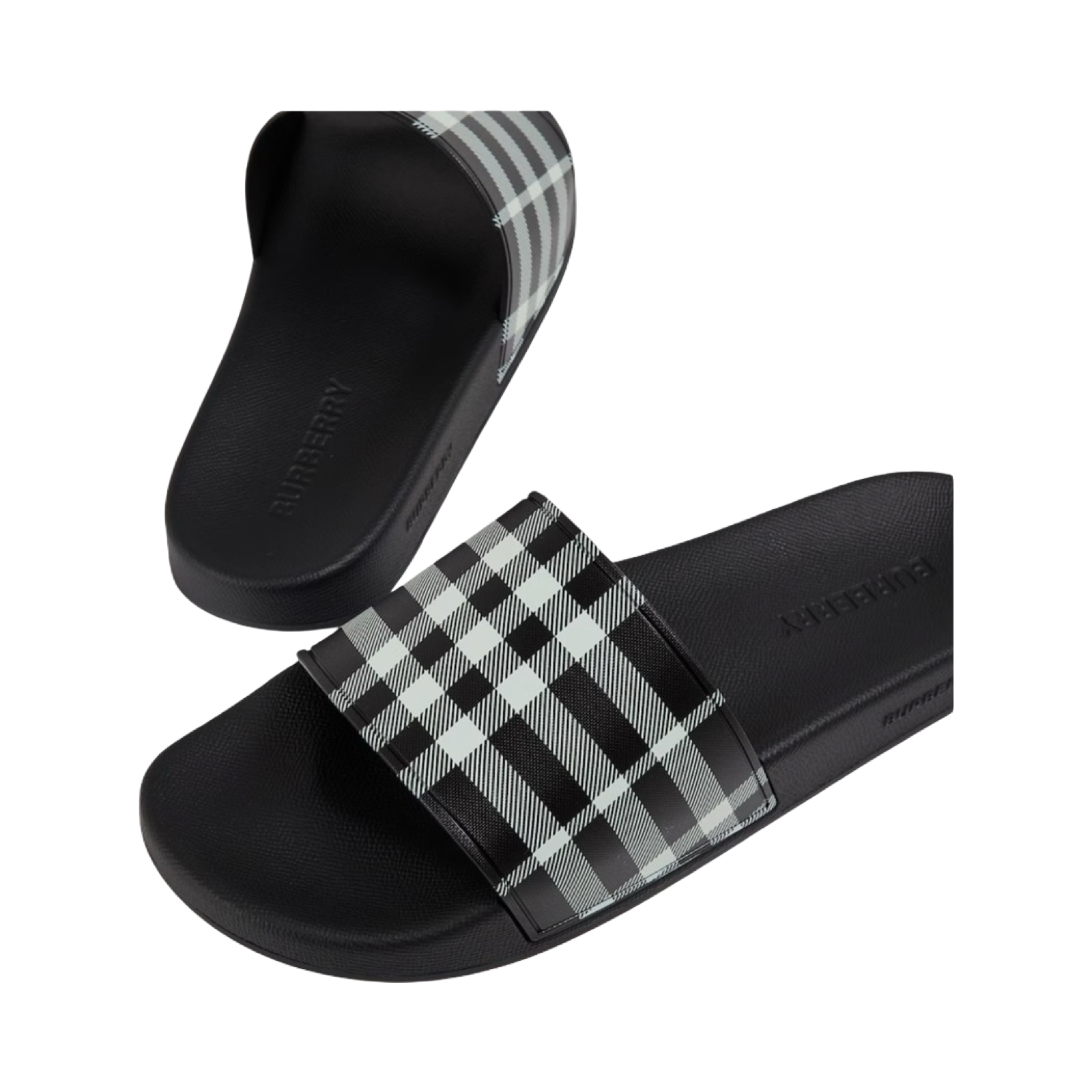 BURBERRY CHECK FURLEY LOGO SLIDERS