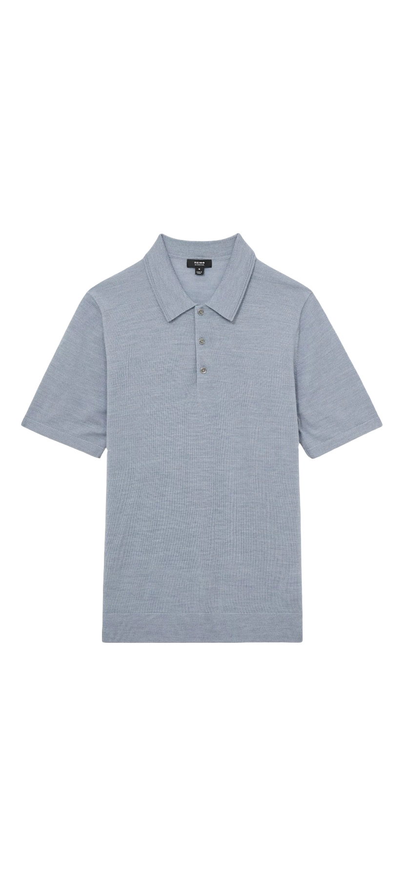 REISS MANOR MERINO WOOL POLO SHIRT SOFT BLUE