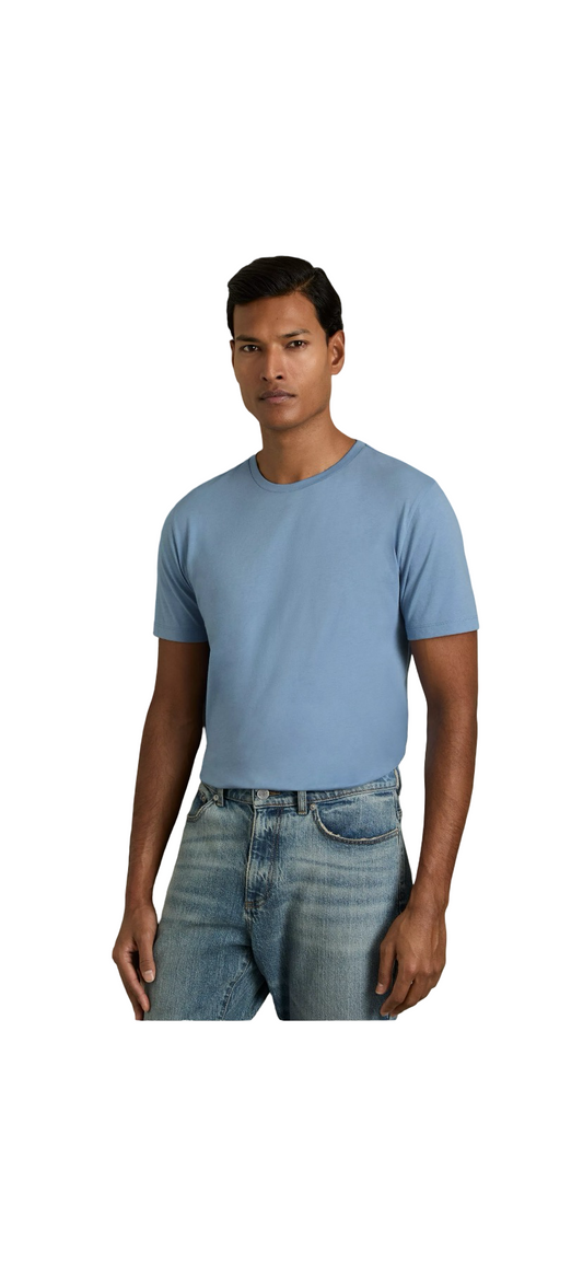 REISS BLESS COTTON CREW NECK T-SHIRT DUSTY BLUE