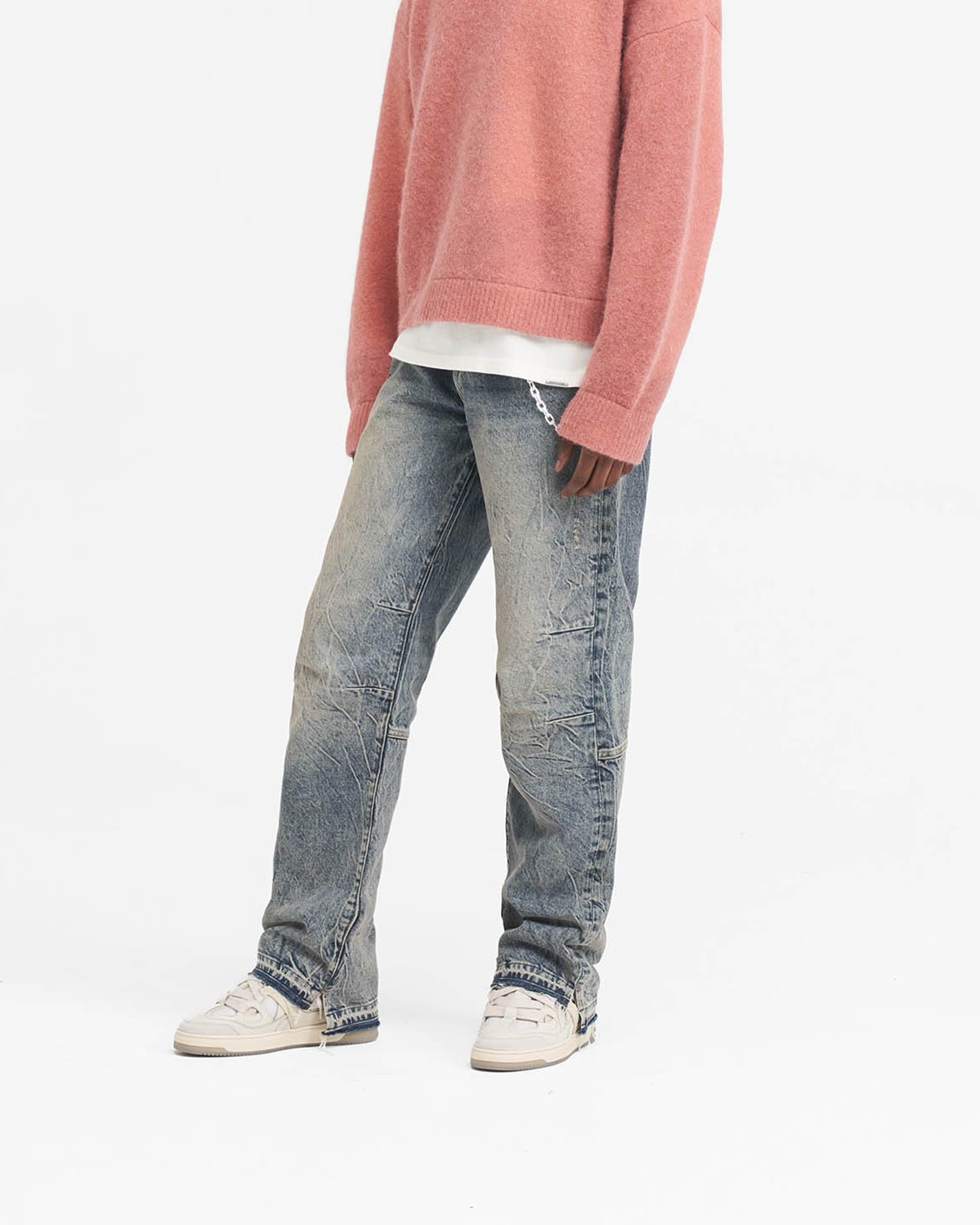 REPRESENT R2 STEPPED HEM DENIM - MID BLUE