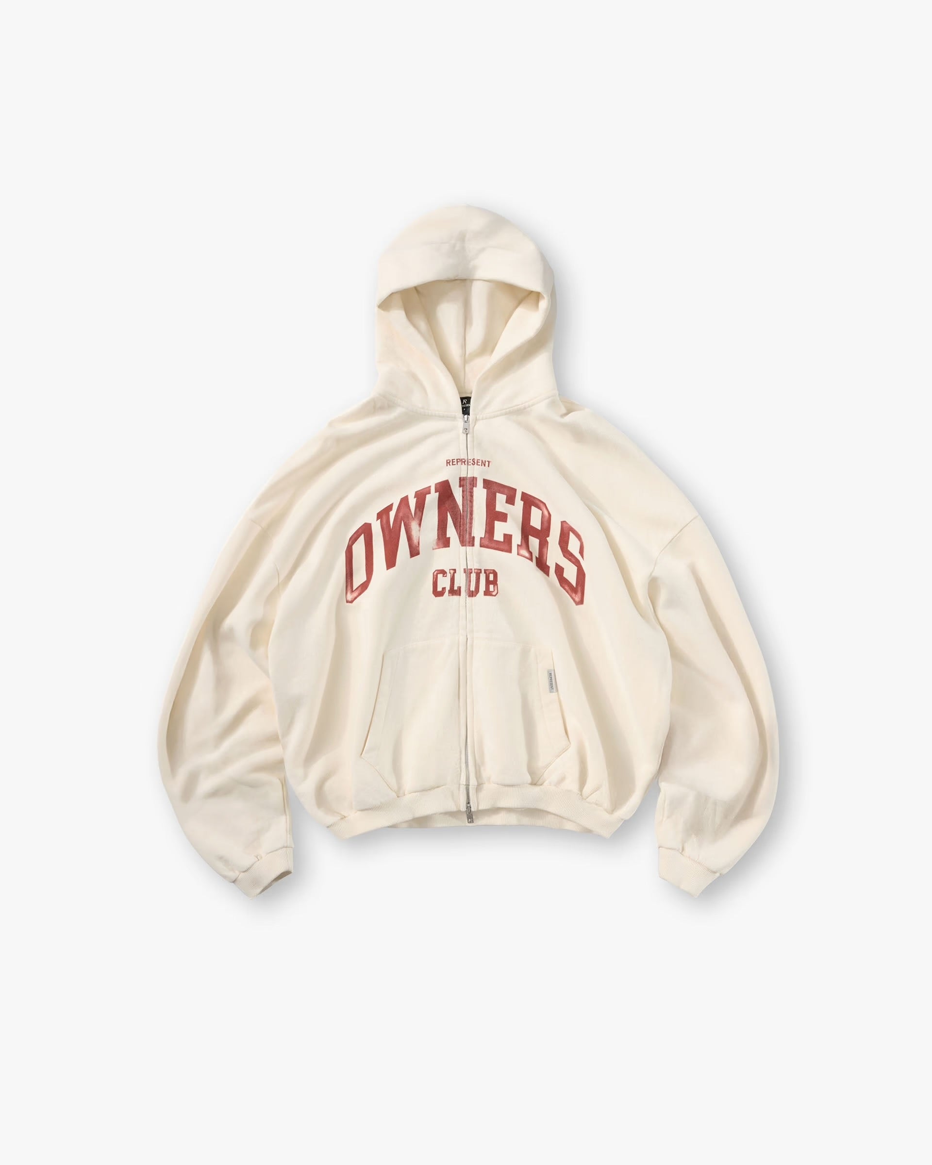 REPRESENT OWNERS CLUB ZIP THROUGH HOODIE - BUTTERCREAM