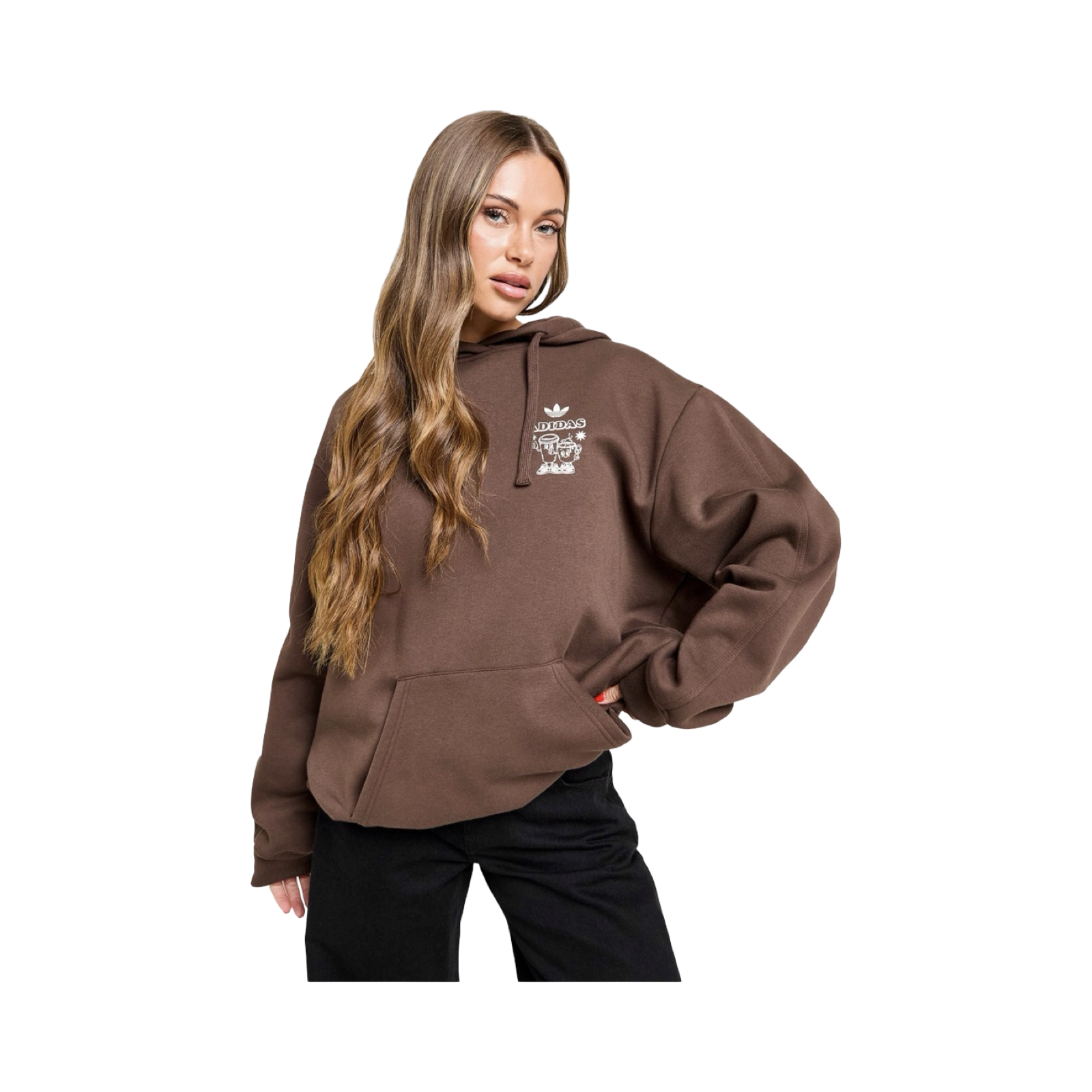 ADIDAS ORIGINALS COFFEE CLUB OVERHEAD HOODIE - BROWN