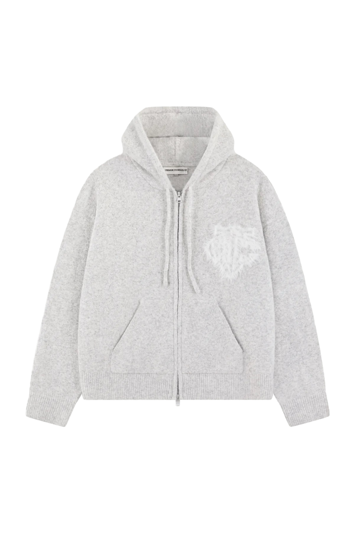 THE COUTURE CLUB MONOGRAM FLUFFY KNIT ZIP HOODIE
