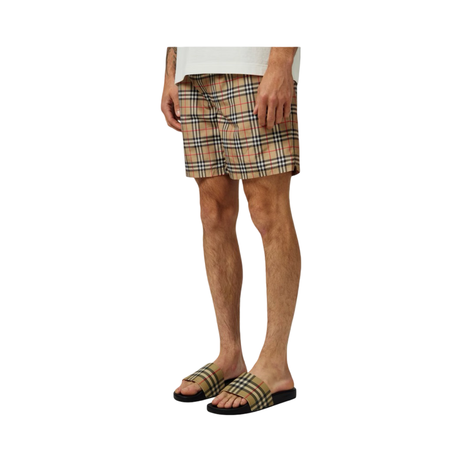 BURBERRY CHECK FURLEY LOGO SLIDERS