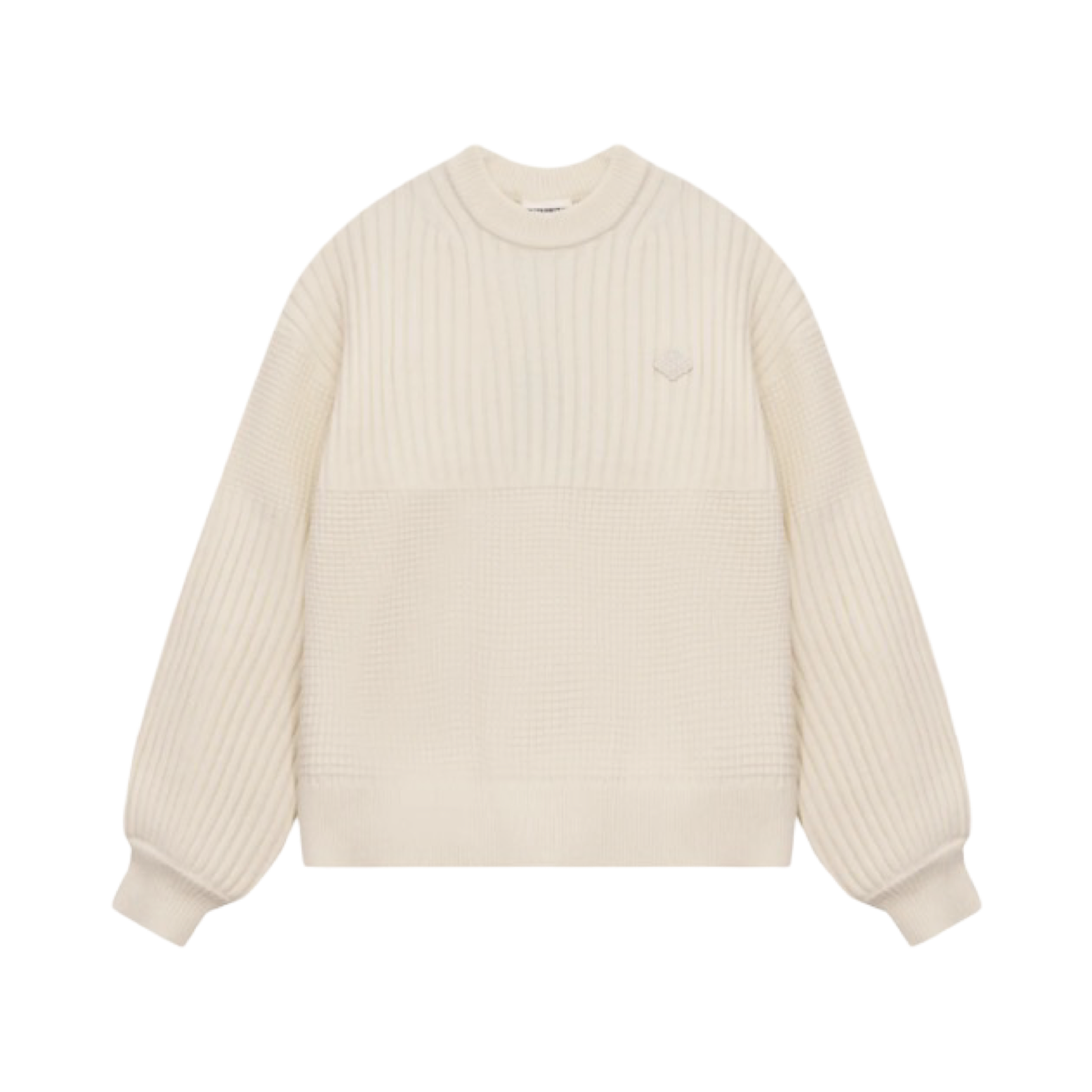 THE COUTURE CLUB CONTRAST KNIT OVERSIZED CREW ECRU