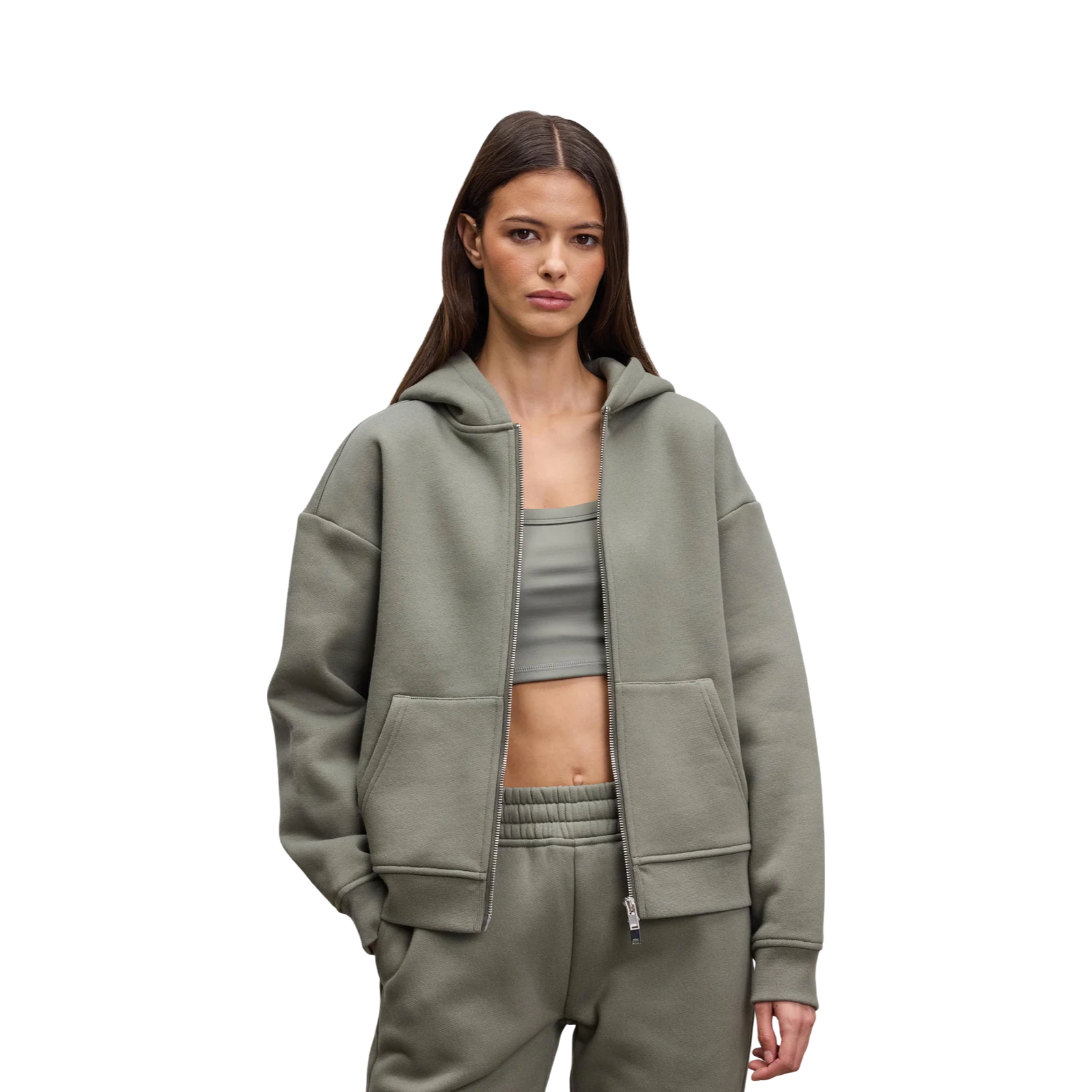 ARNE RELAXED ZIP HOODIE SAGE