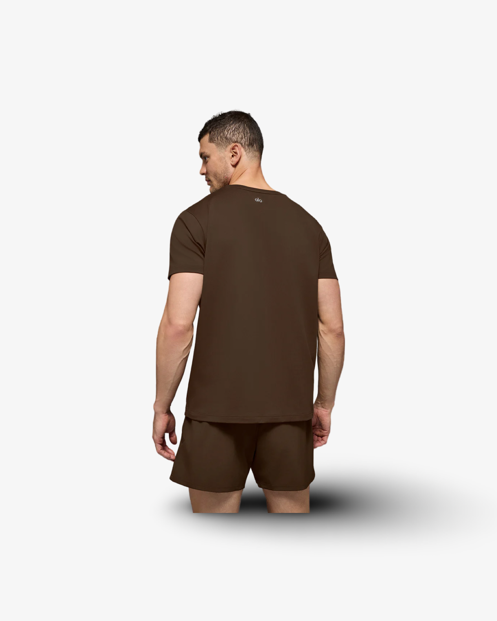 ALO CONQUER REFORM SHORT SLEEVE T-SHIRT ESPRESSO
