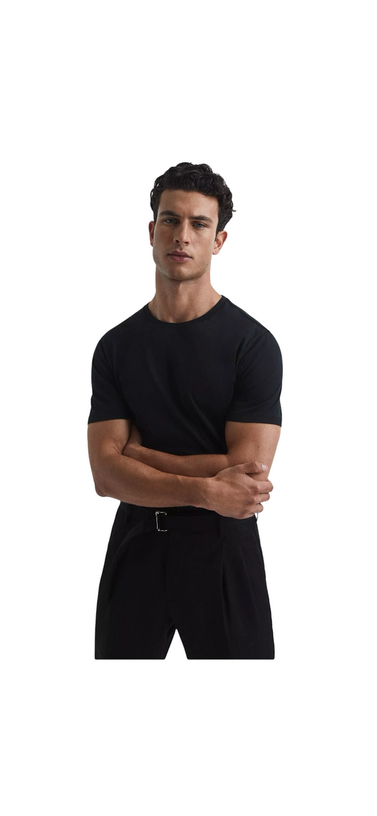 REISS BLESS COTTON CREW NECK T-SHIRT BLACK