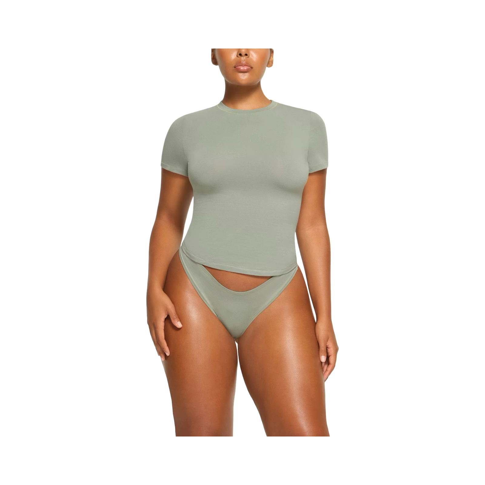 SKIMS COTTON JERSEY T-SHIRT MINERAL