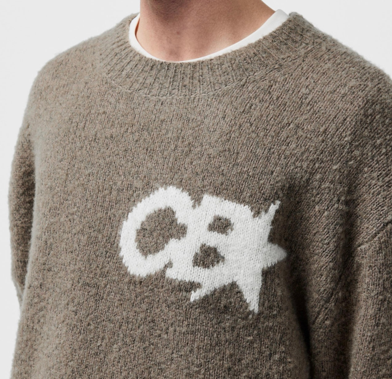 COLE BUXTON CB STAR KNIT JUMPER - KHAKI