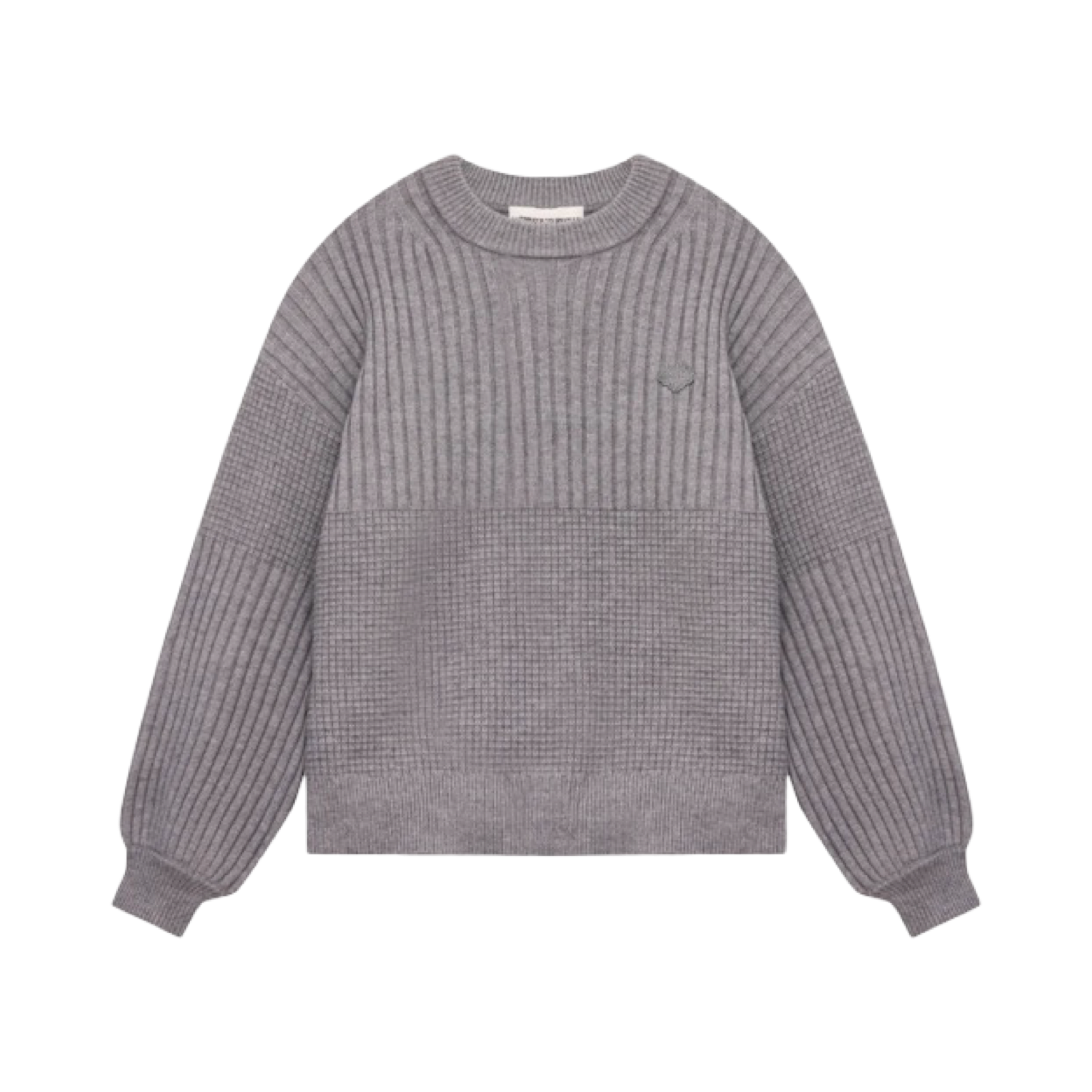 THE COUTURE CLUB CONTRAST KNIT OVERSIZED CREW GREY MARL