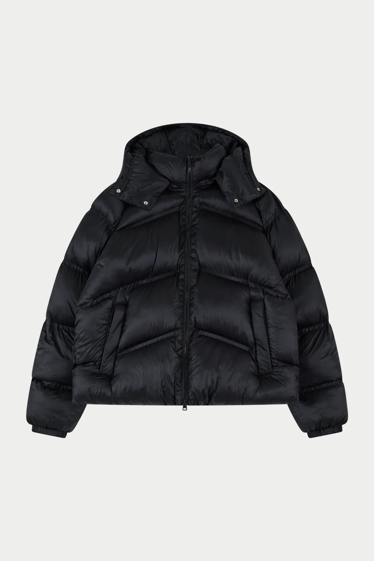 THE COUTURE CLUB TRANSLUCENT HOODED PUFFER -  BLACK