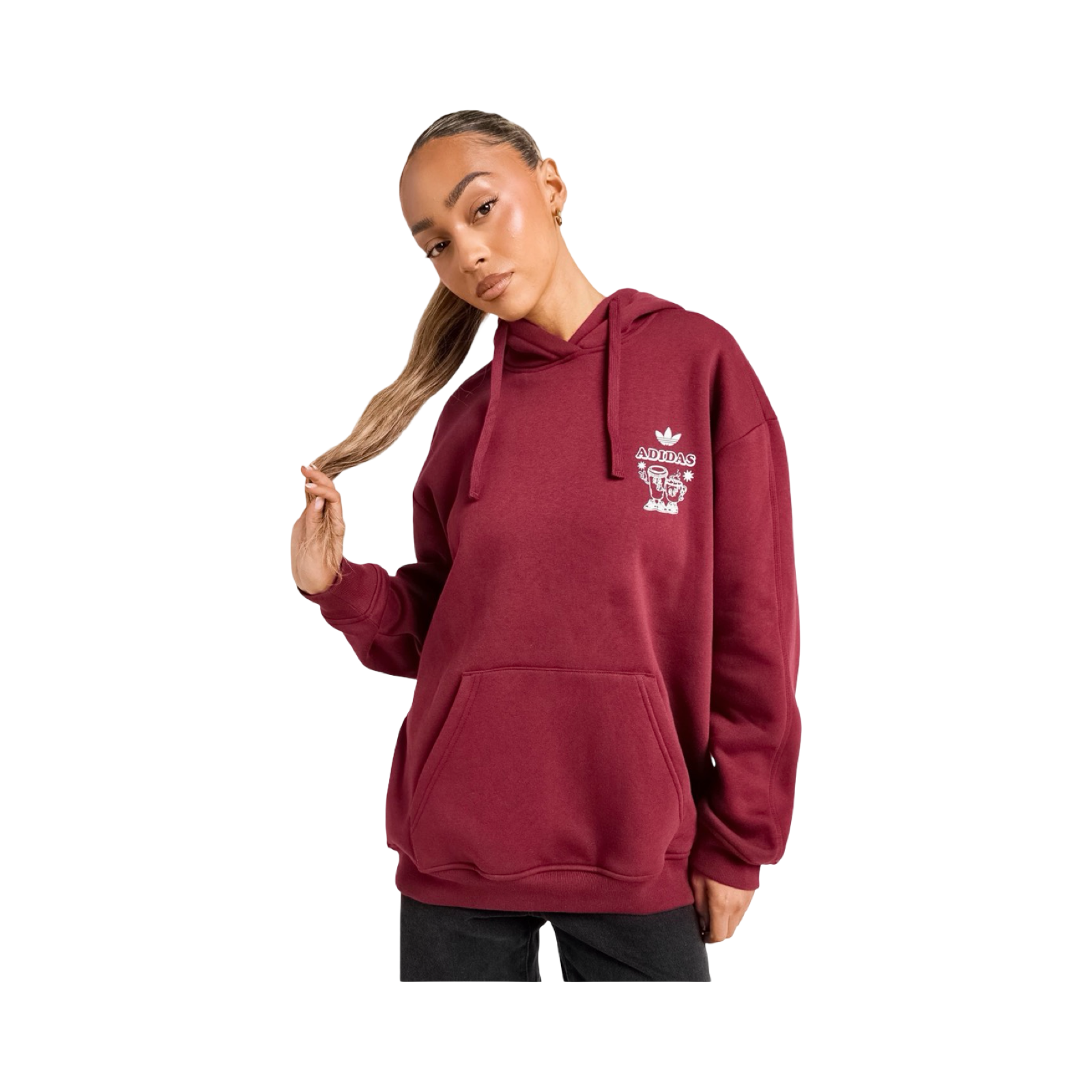 ADIDAS ORIGINALS COFFEE CLUB OVERHEAD HOODIE - BURGUNDY