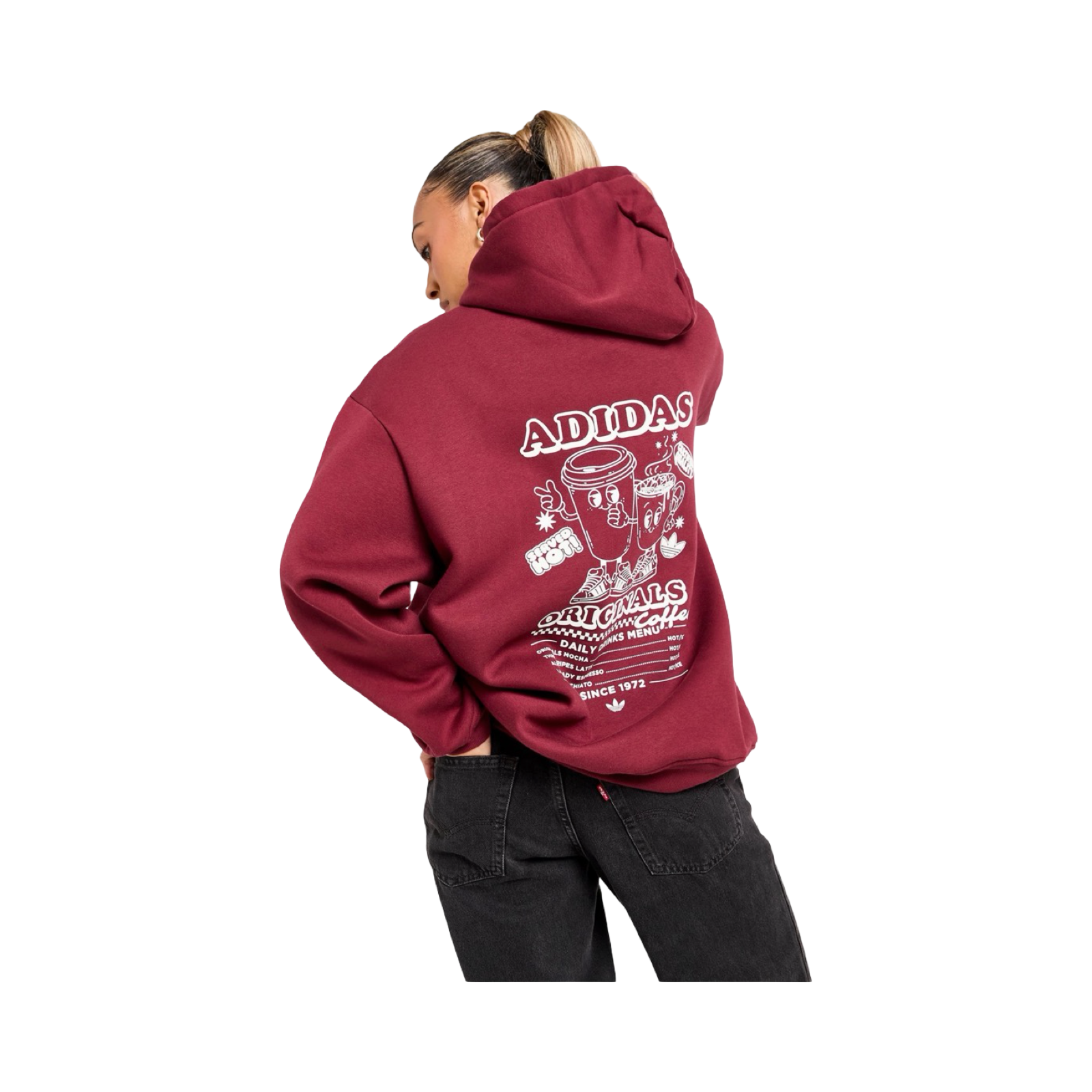 ADIDAS ORIGINALS COFFEE CLUB OVERHEAD HOODIE - BURGUNDY