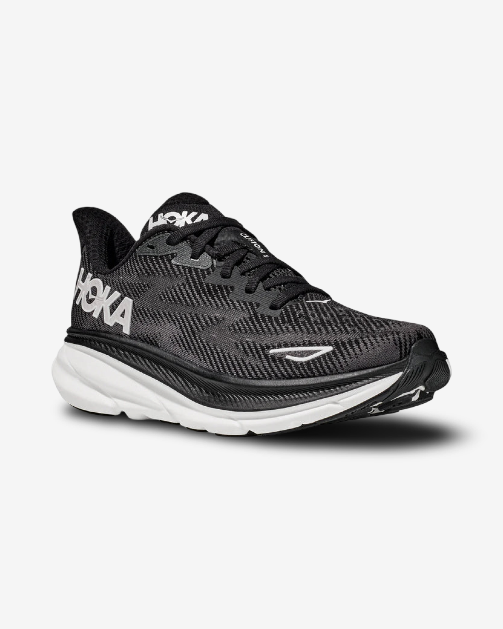 HOKA CLIFTON 9 BLACK WHITE