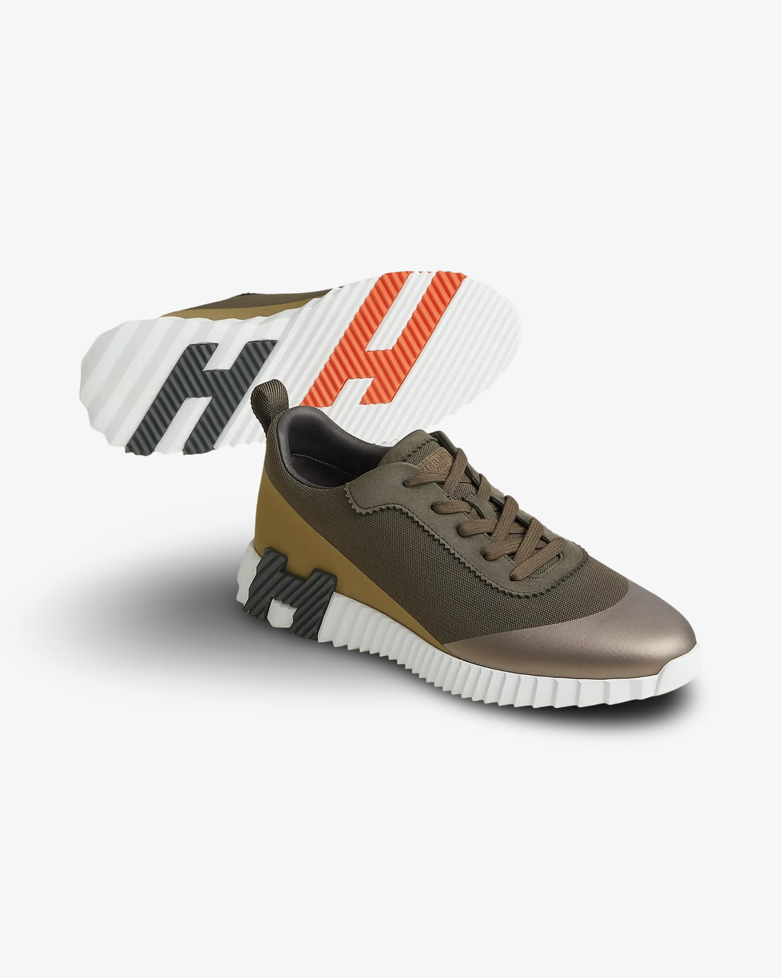 HERMÈS PARIS BOUNCING CALF SNEAKER MULTICOLOUR FOREST GREEN