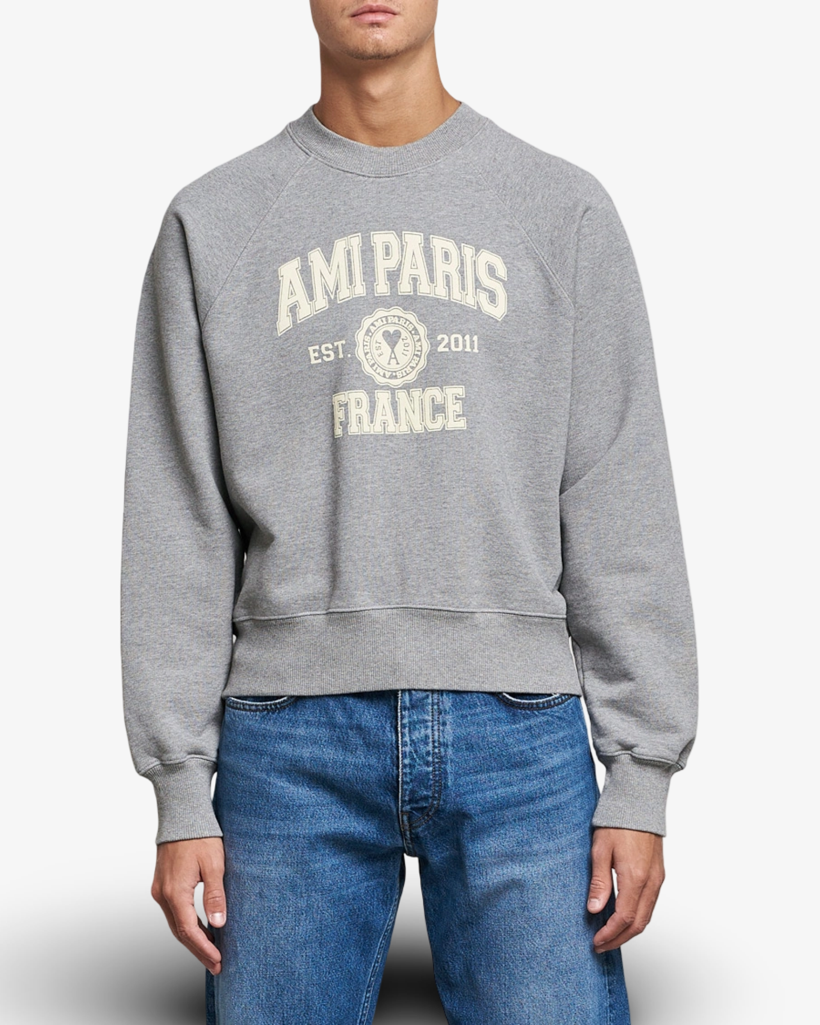 AMI PARIS COLLEGE SWEATSHIRT - HEATHER GREY