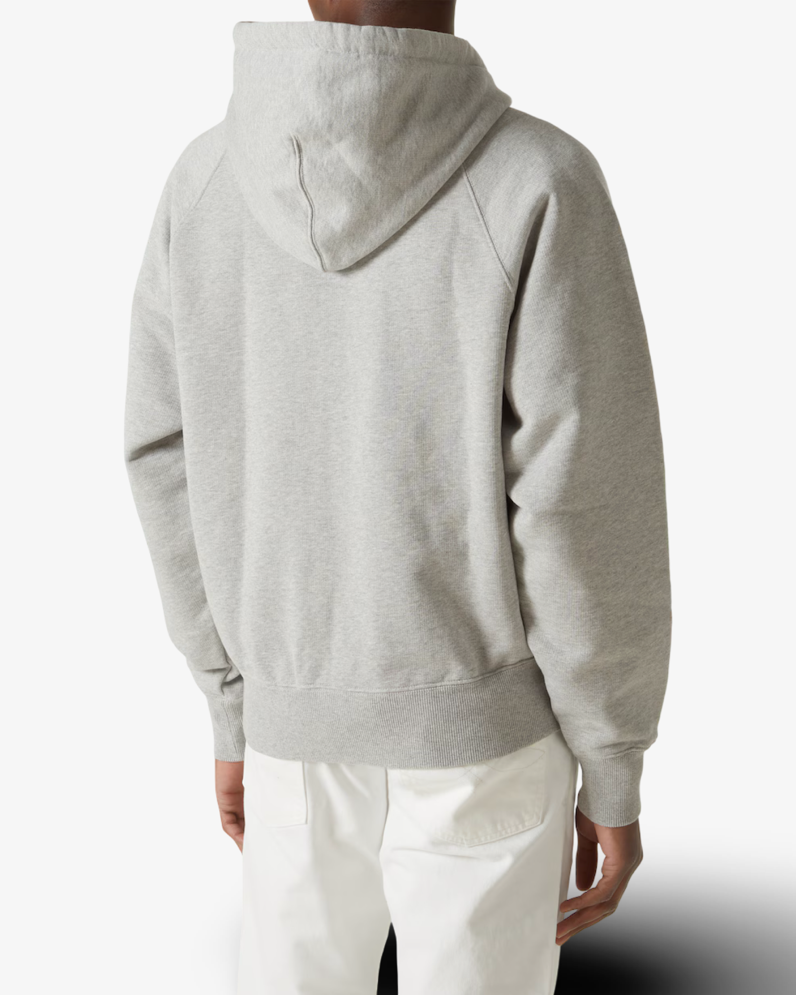 AMI PARIS DE COEUR COTTON JERSEY ZIP-UP HOODIE - GREY
