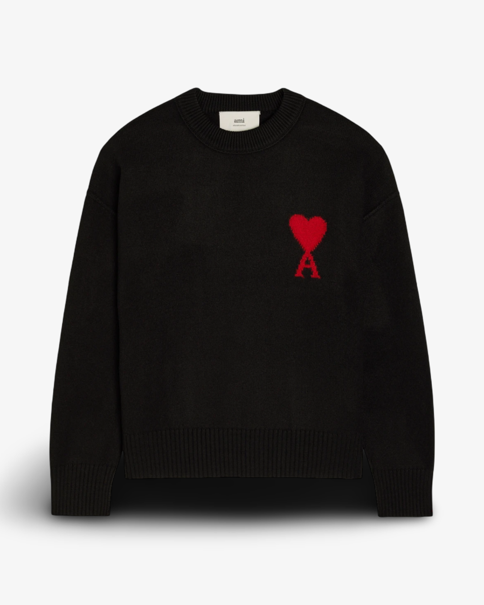 AMI PARIS DE COEUR CREWNECK SWEATER - BLACK