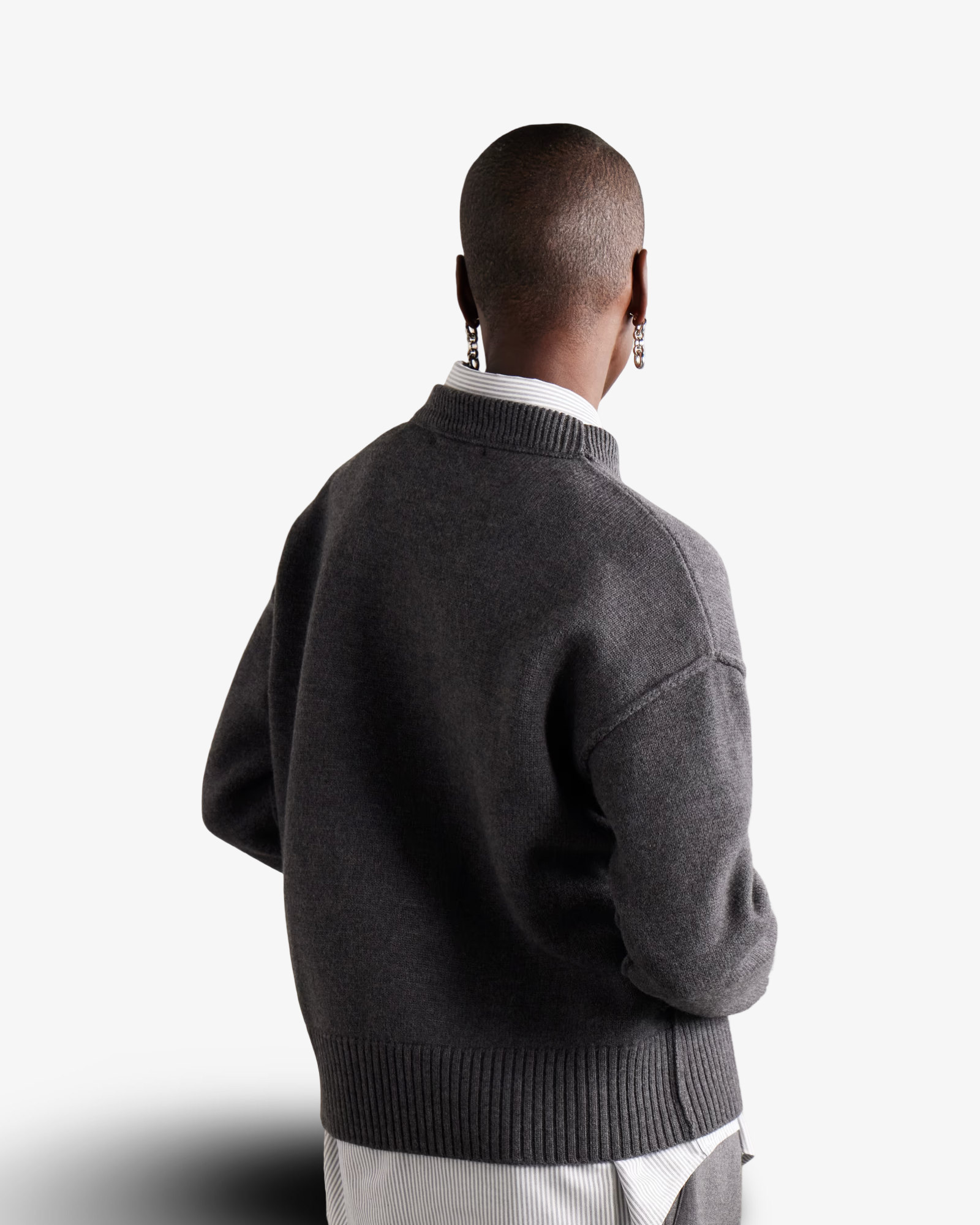 AMI PARIS DE COEUR KNITTED CREWNECK - GREY