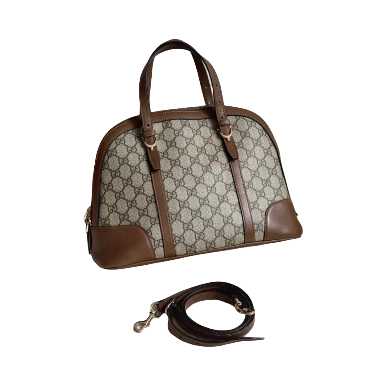 GUCCI PRE-LOVED GG SUPREME MONOGRAM MARGAUX CALFSKIN DOME BAG WITH STRAP
