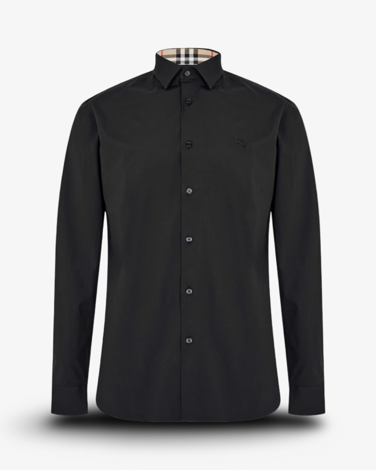 BURBERRY CHECKED COTTON SHERFIELD SHIRT - BLACK