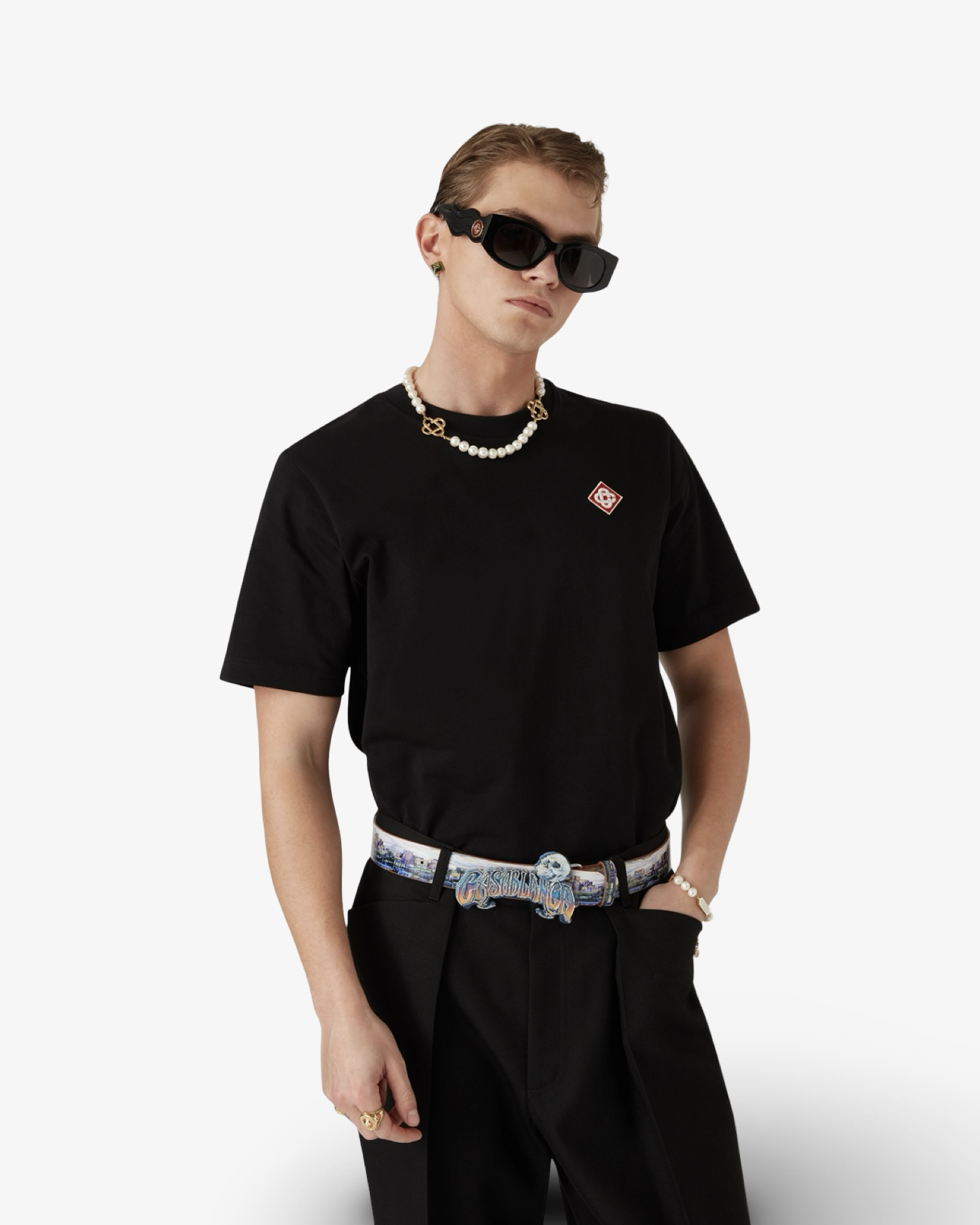Casablanca BLACK DIAMOND LOGO SHORT SLEEVE T‑SHIRT