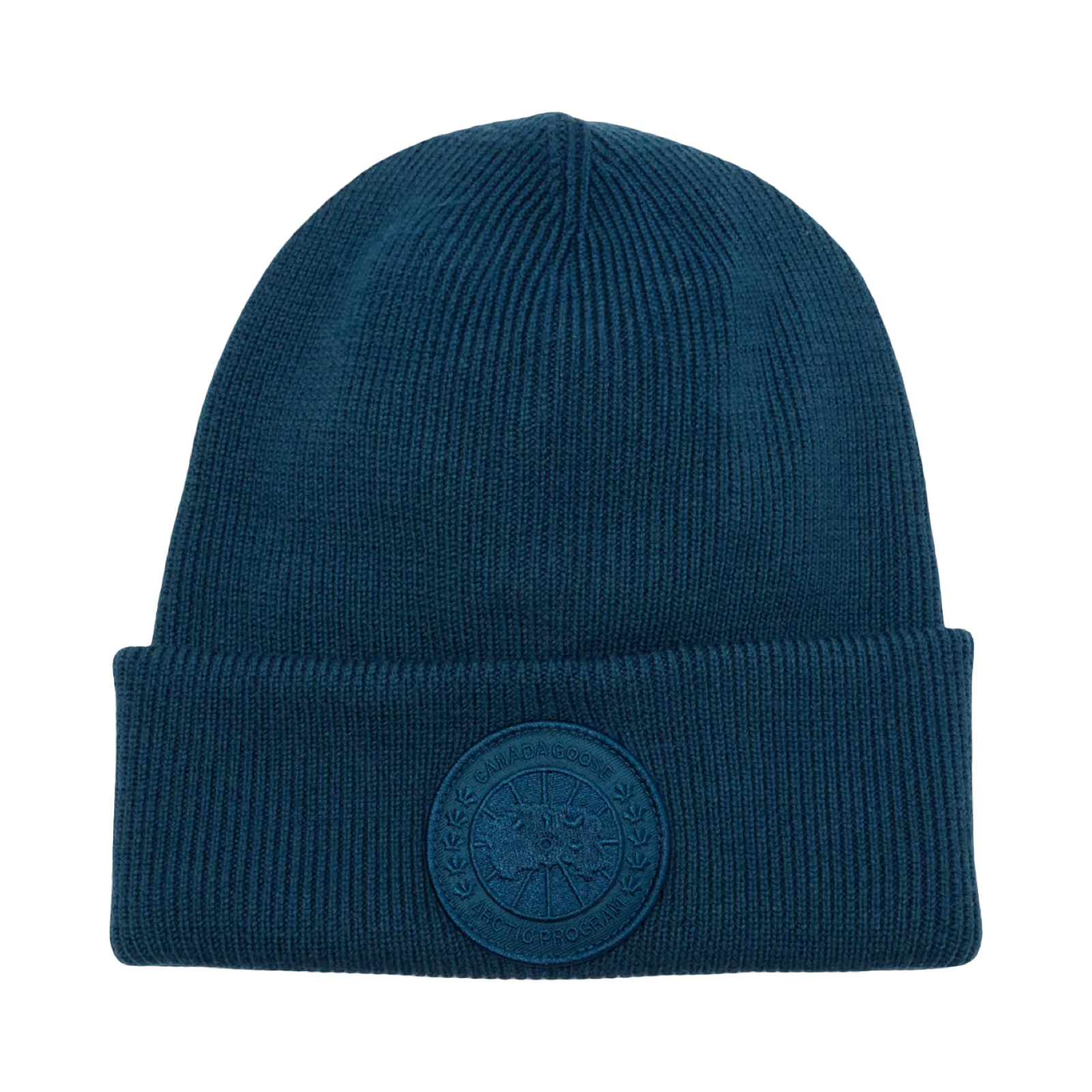 CANADA GOOSE ARCTIC TOQUE RIBBED WOOL BEANIE GUARD BLUE