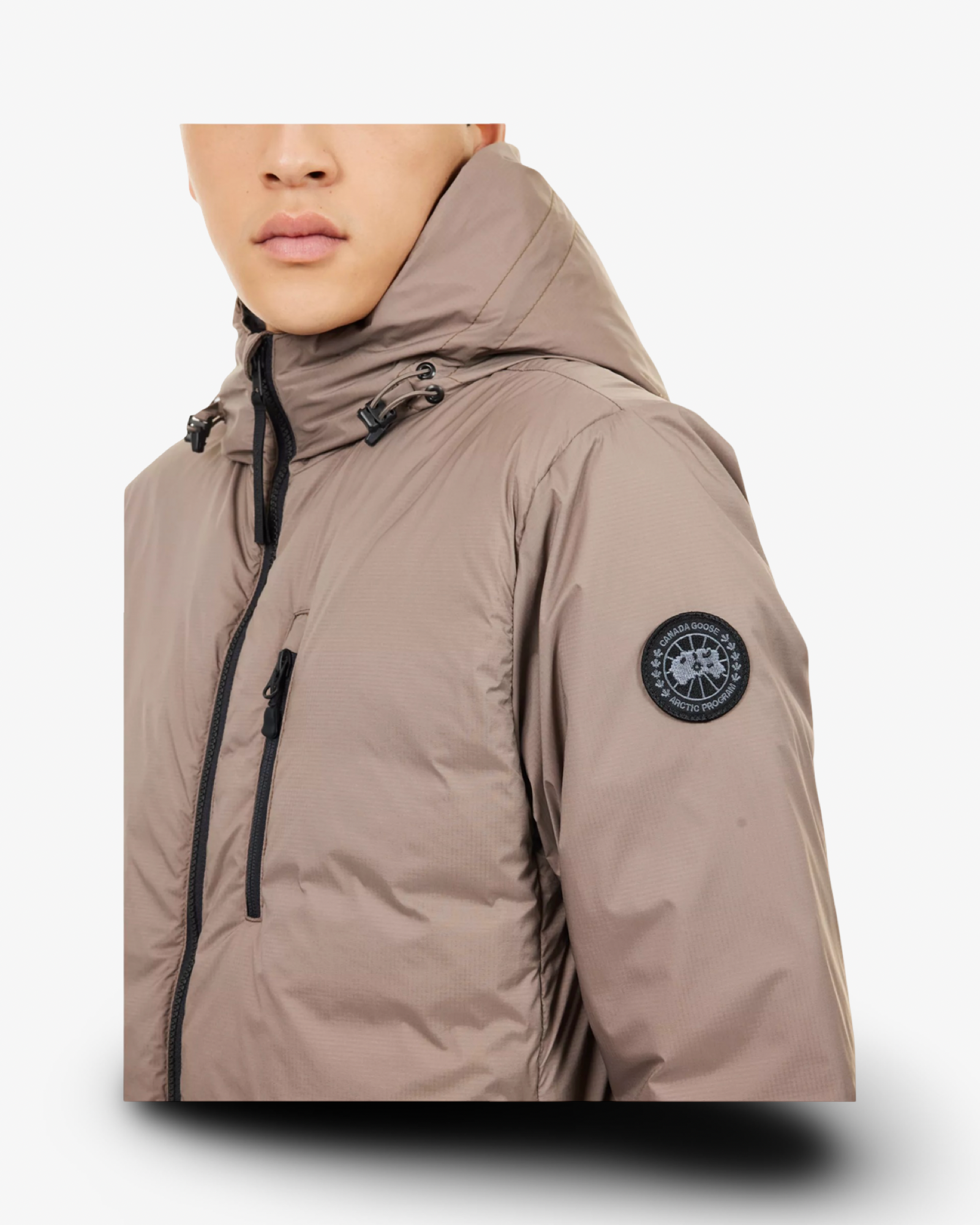 CANADA GOOSE LODGE REGULAR-FIT SHELL-DOWN HOODY TAUPE GREY